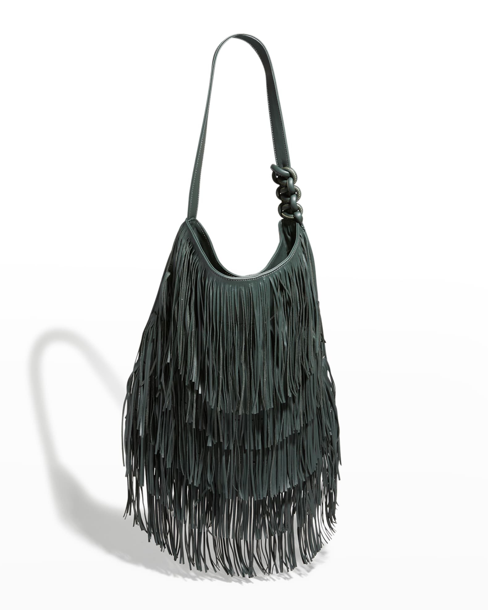 Callista Calypso Fringe Leather Hobo Bag | Neiman Marcus
