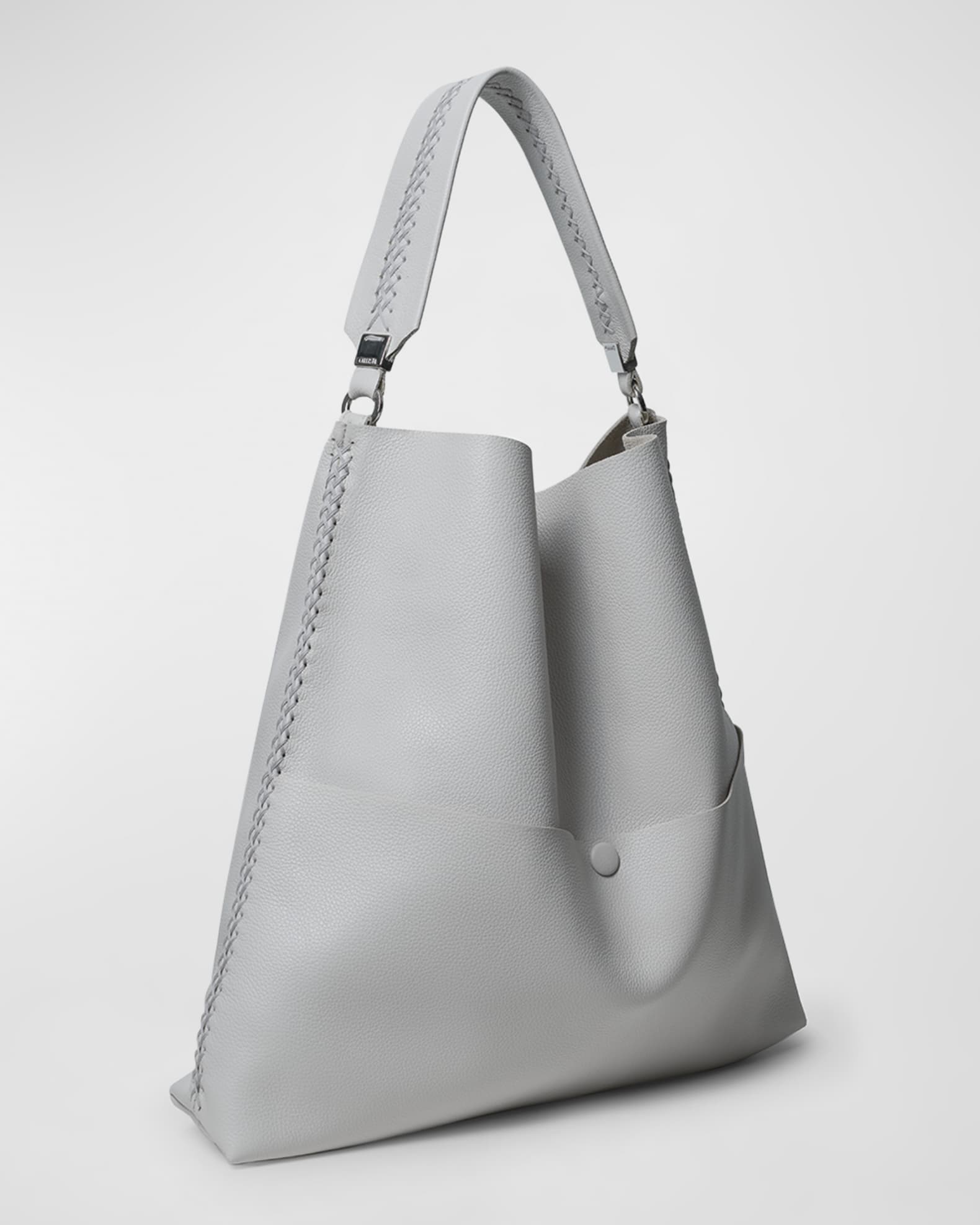 Grained Leather Slim Tote Bag  1