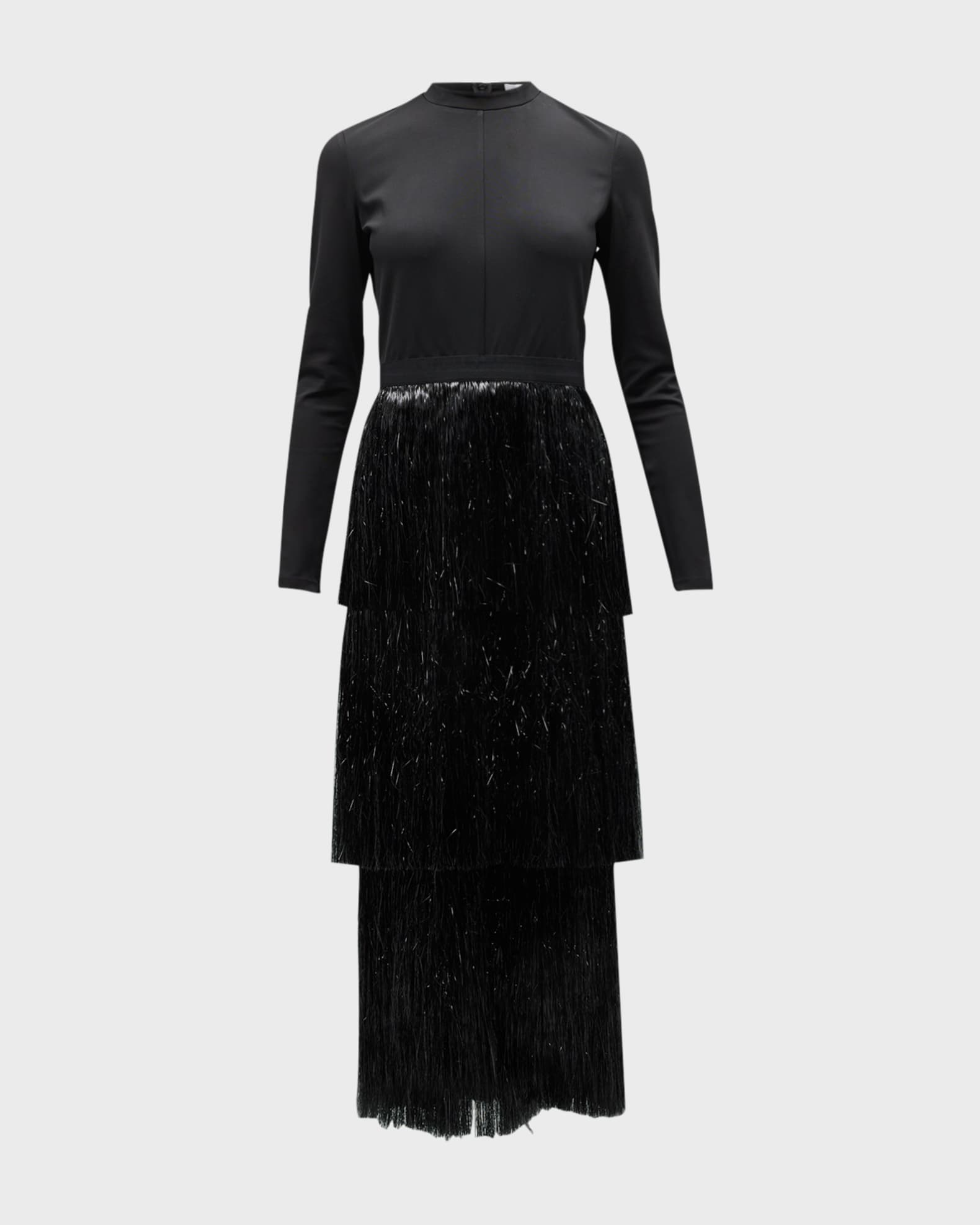 SIMKHAI Barrett MockNeck Tinsel Fringe Dress Neiman Marcus