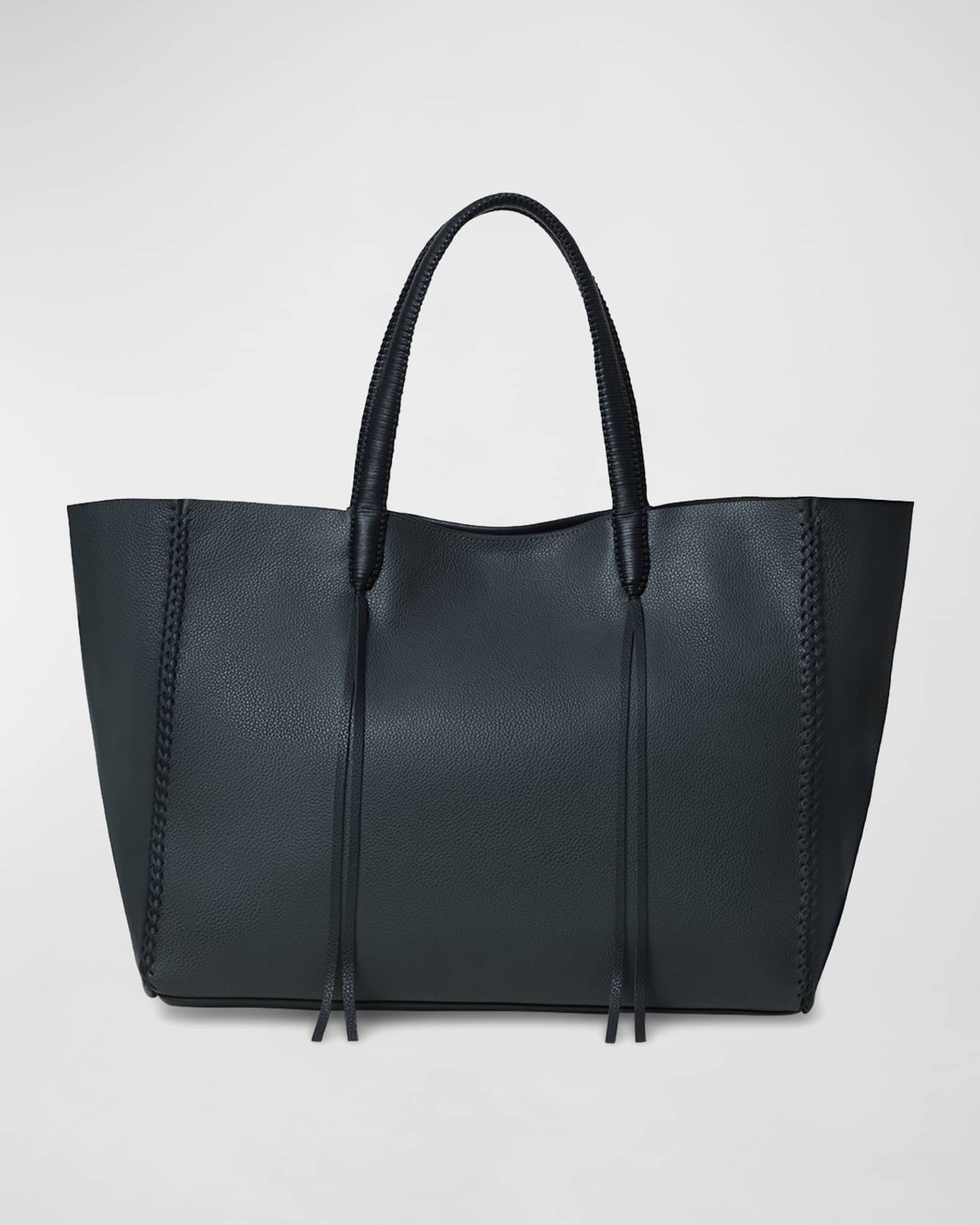 East west sales leather tote