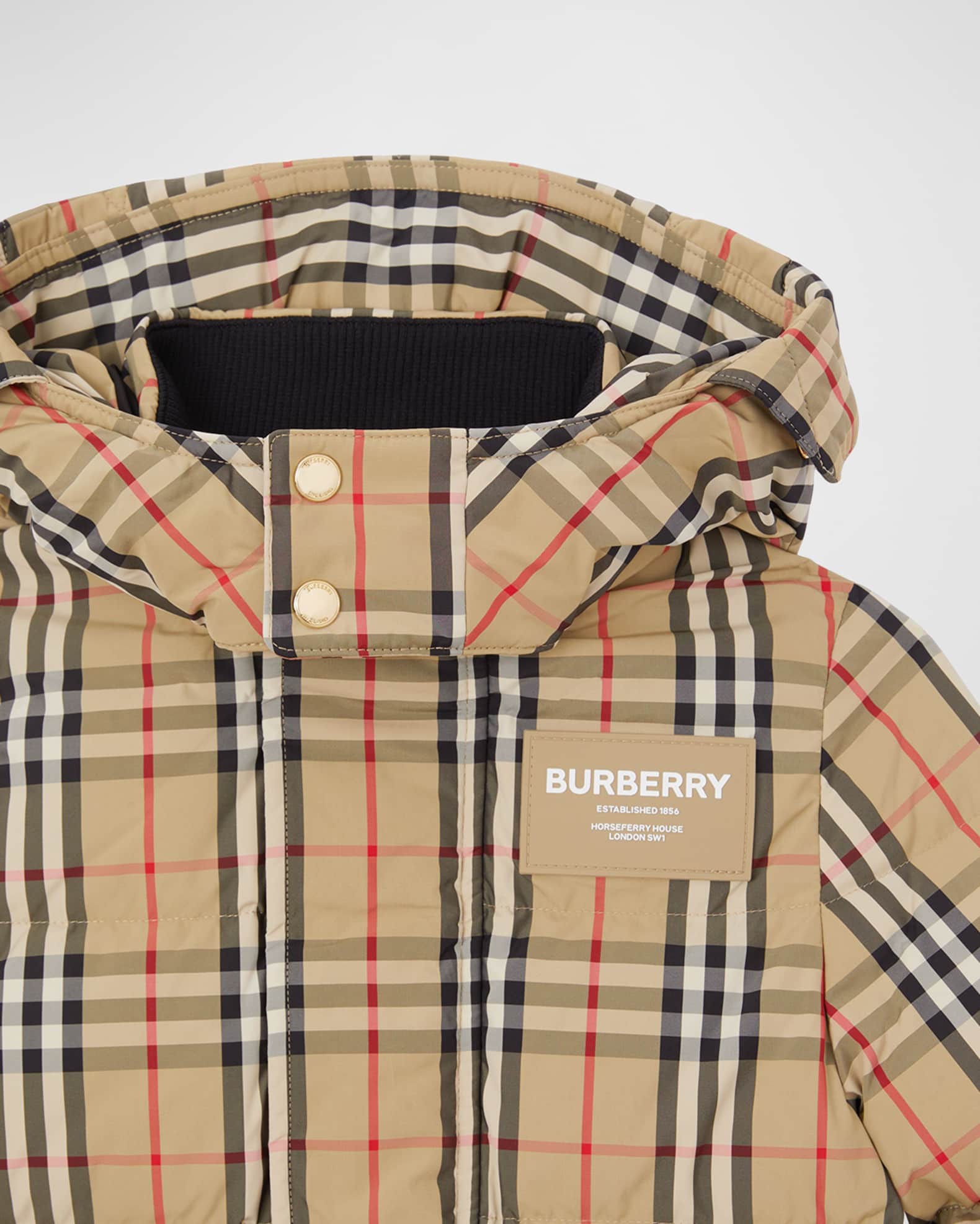 Burberry Boy's Aubin Vintage Check Parka Jacket, Size 314 Neiman Marcus
