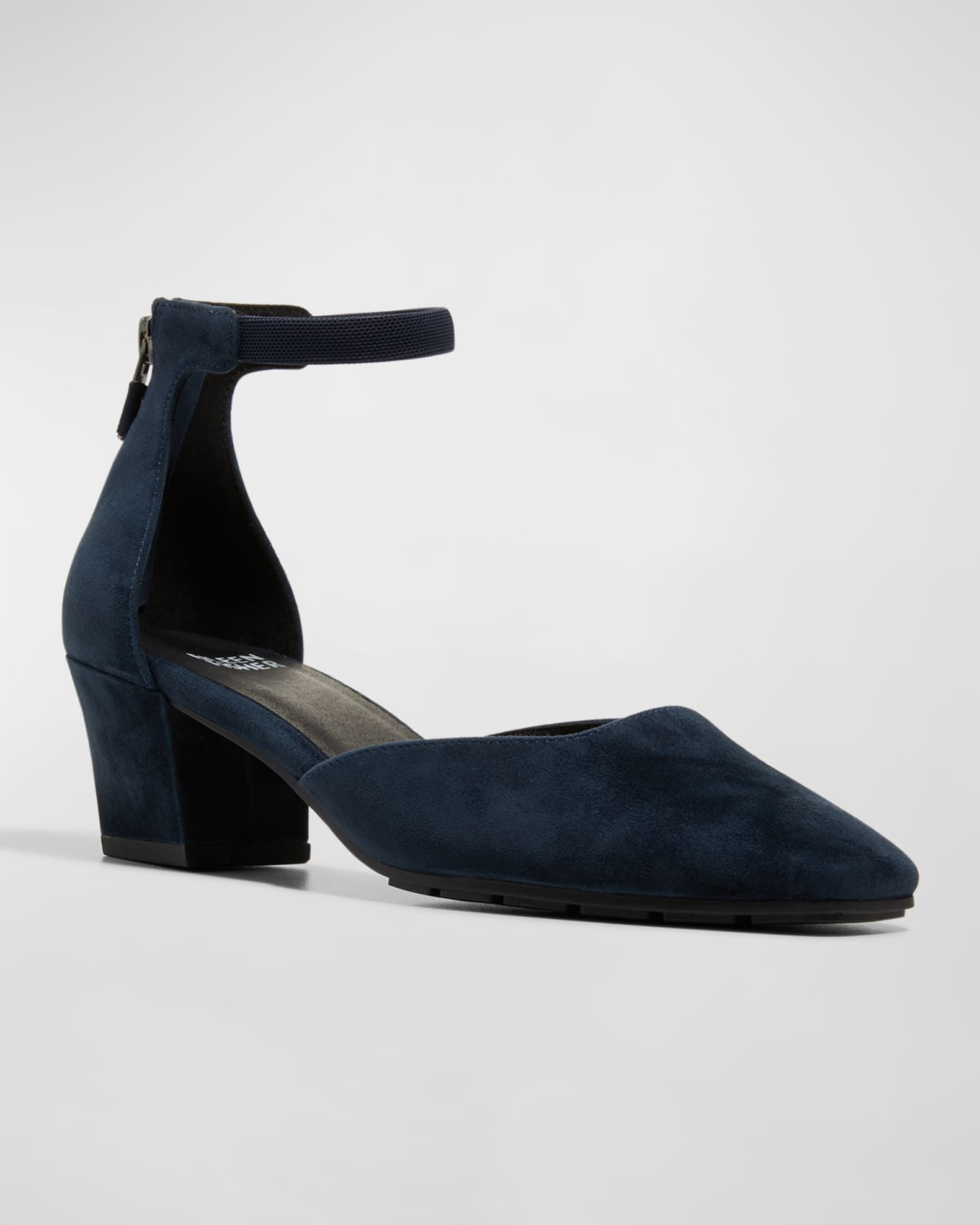 Eileen Fisher Veery Suede Ankle-Cuff Pumps | Neiman Marcus