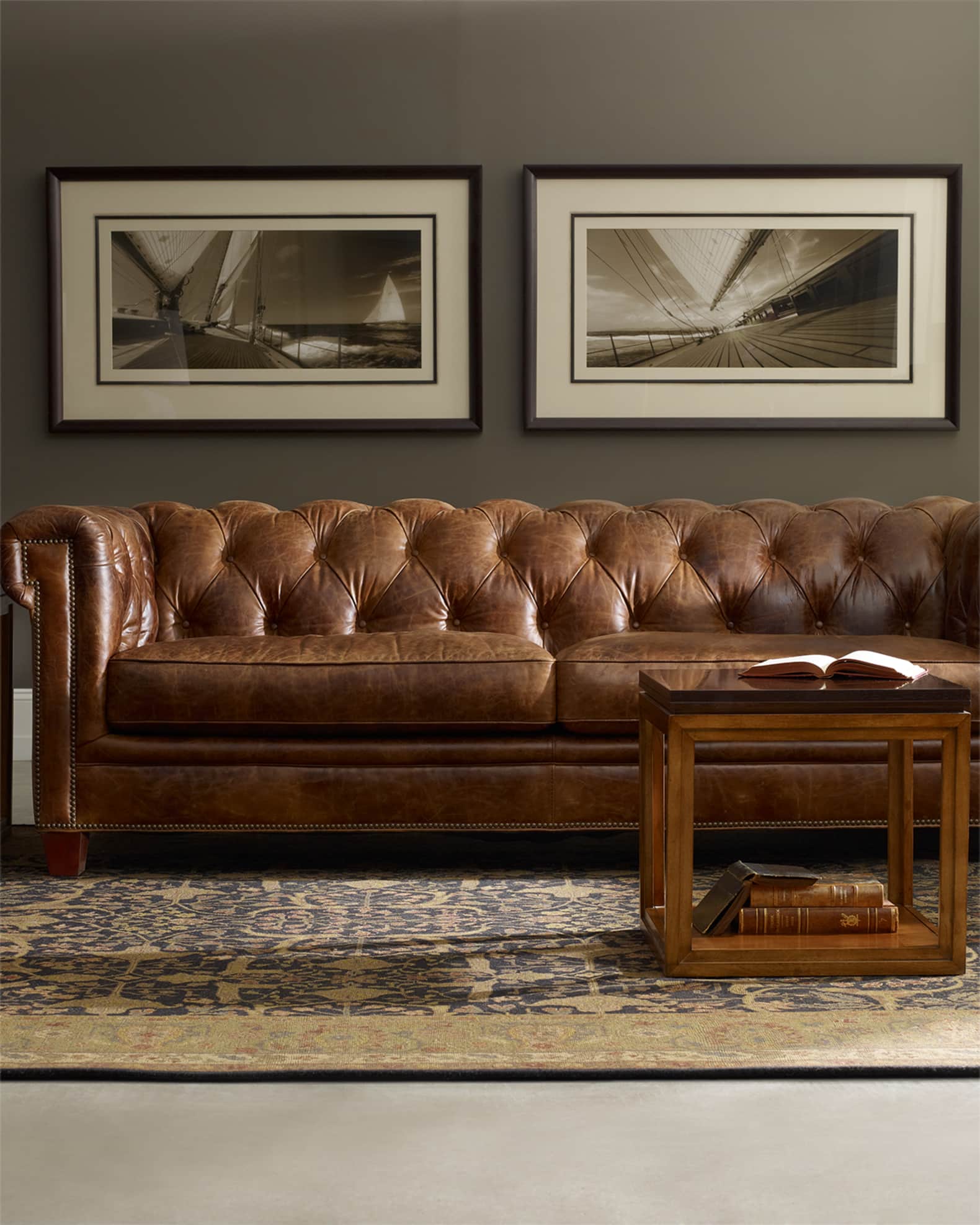 Chester Button-Tufted Leather Sofa - 95" 1