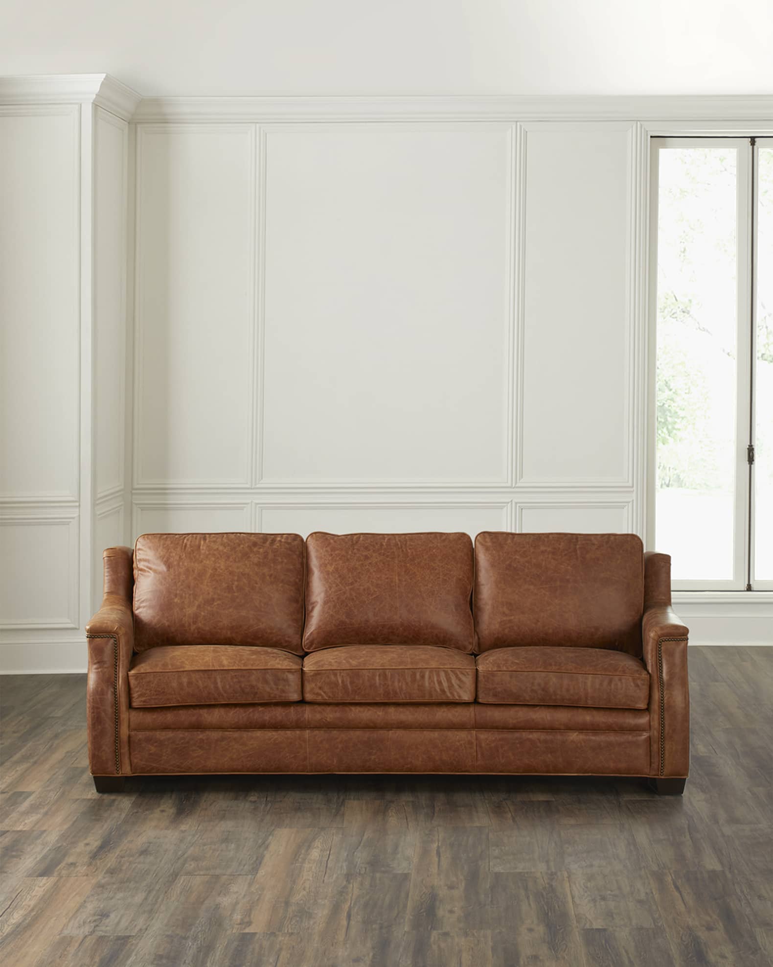 Hooker Furniture Yates Leather Sofa, 92.5" Neiman Marcus