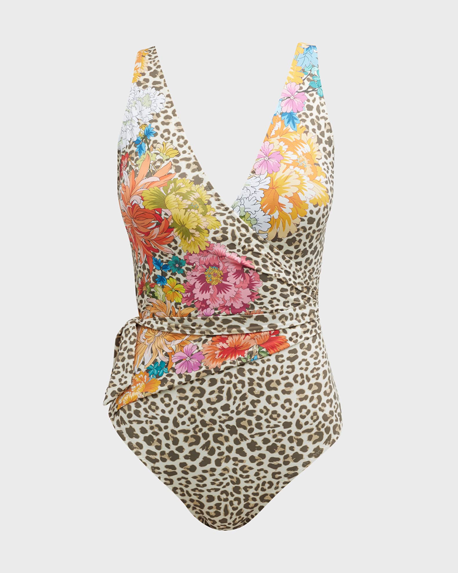 Johnny Was Leopard Wrap OnePiece Swimsuit Neiman Marcus