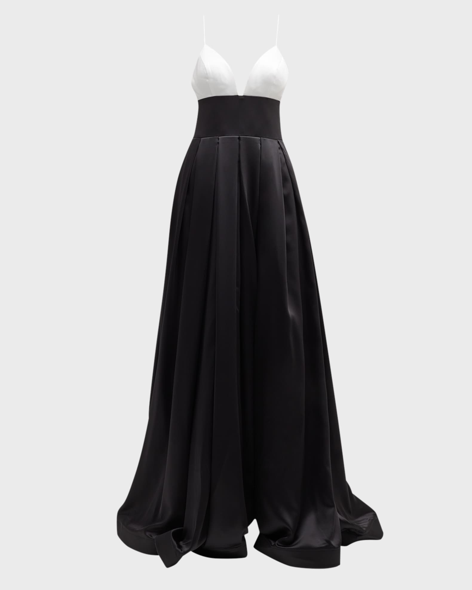 Box Pleated Long Gown Box Pleated Flowered Jacquard Gown  John Paul Ataker