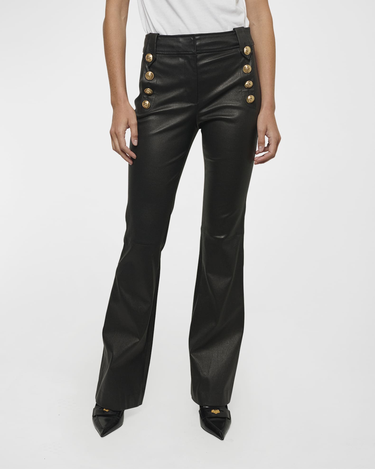 Derek Lam 10 Crosby Robertson Flared Leather Sailor Trousers