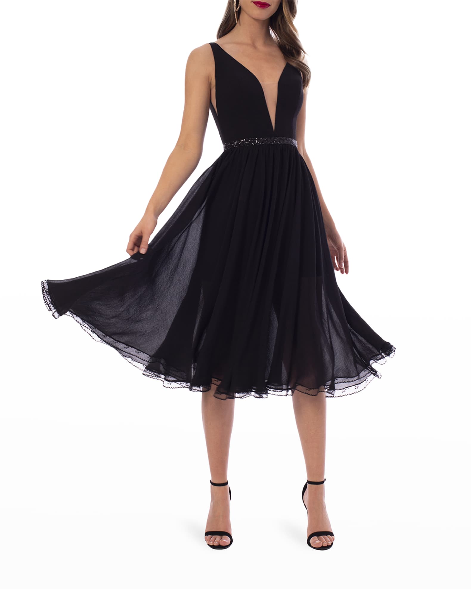 HELSI Victoria Beaded Deep VNeck Midi Dress Neiman Marcus