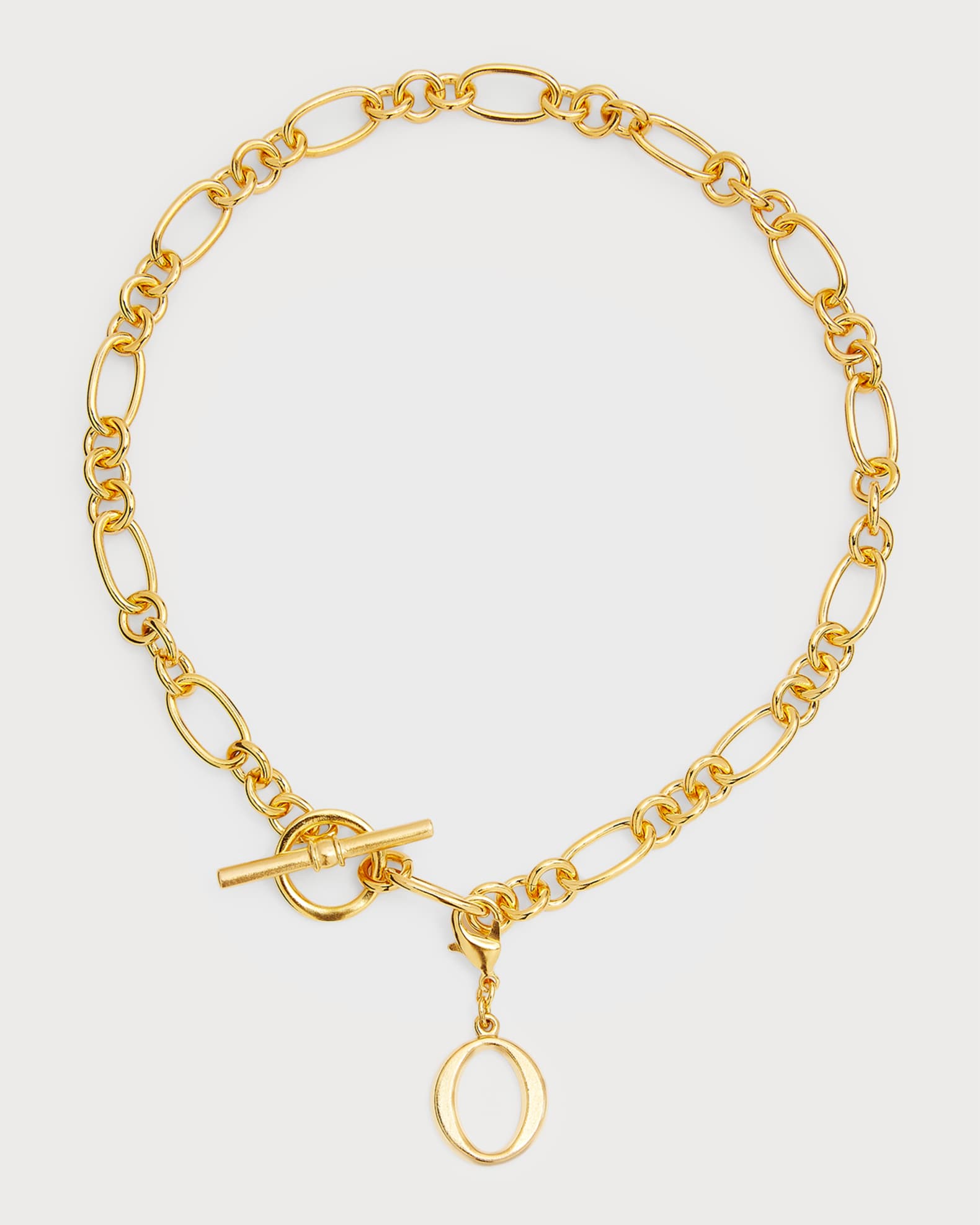 Link Brass Chain Necklace with Initial Charm 0