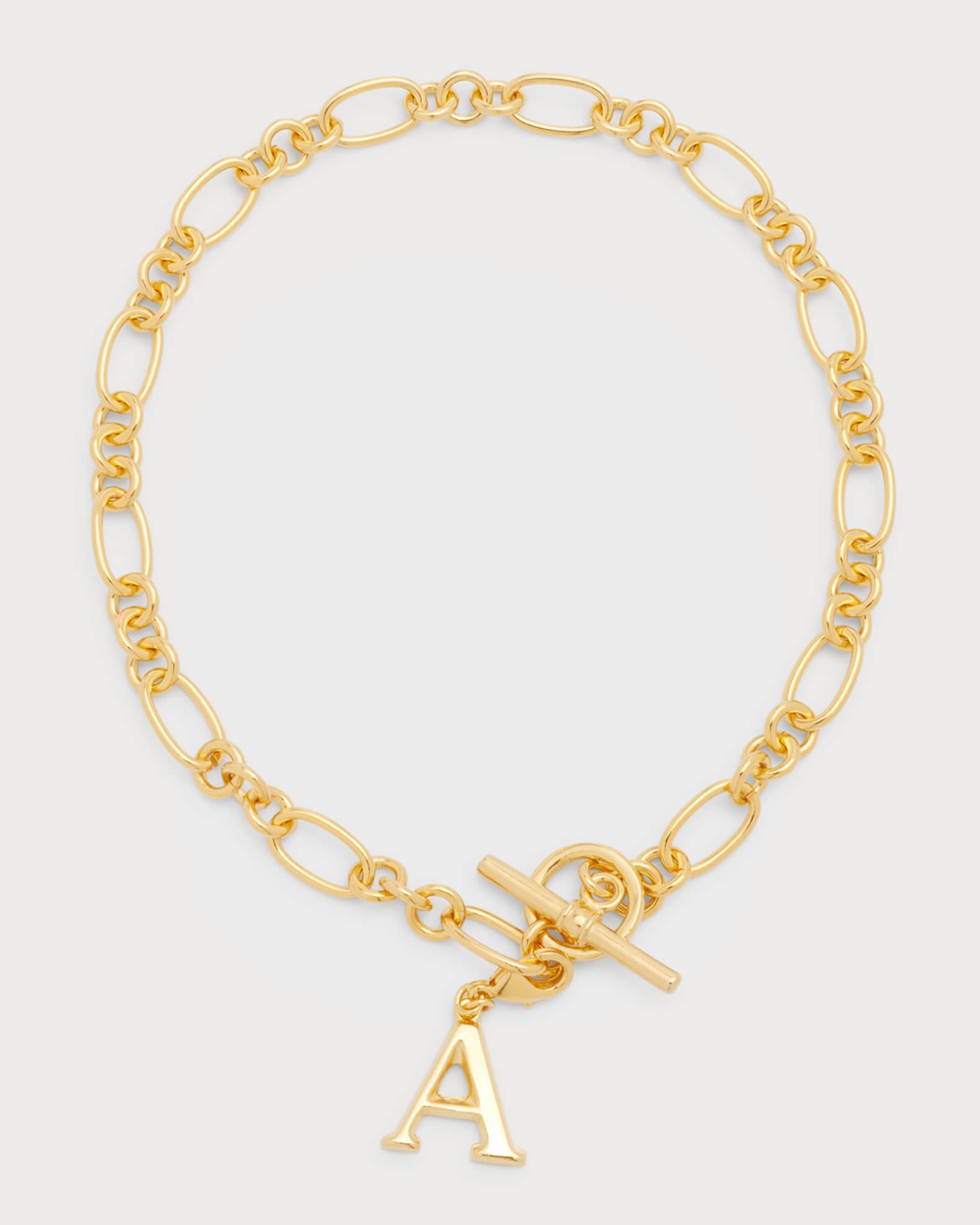 Link Brass Chain Necklace with Initial Charm 0