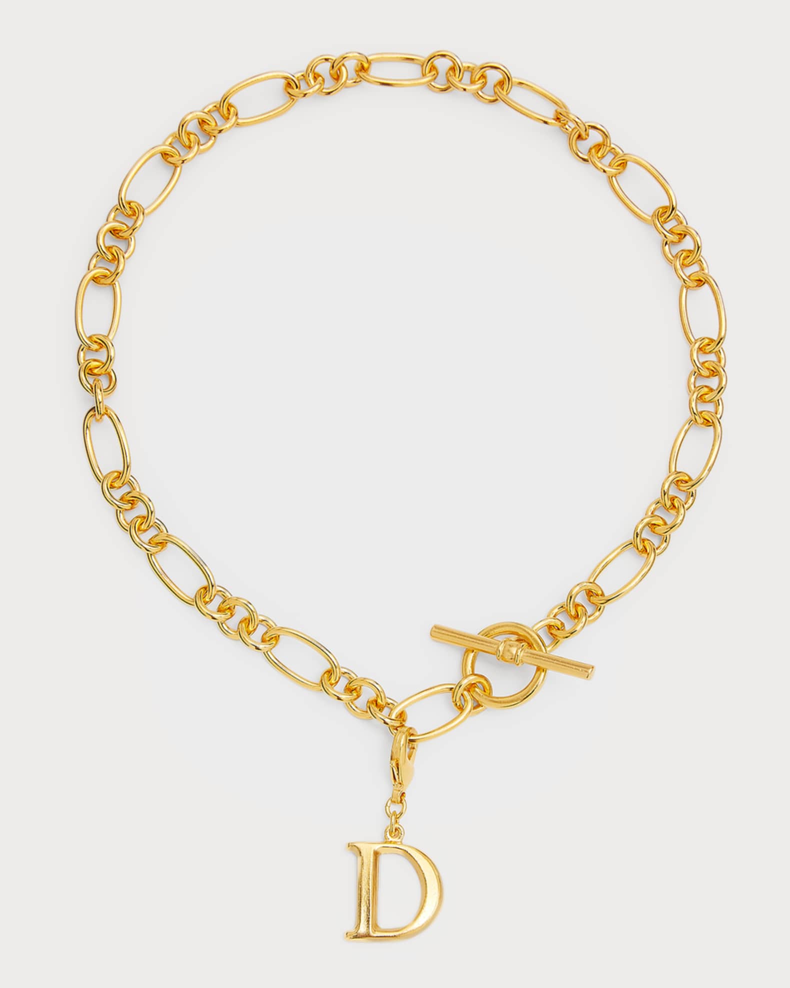 Ben-Amun Link Brass Chain Necklace with Initial Charm