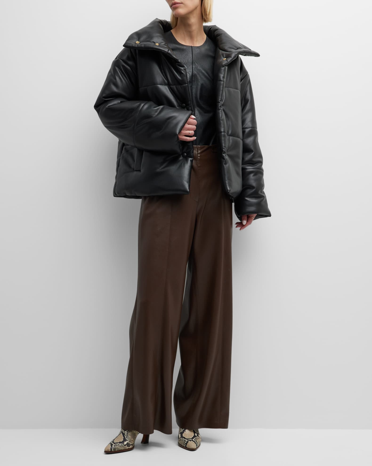 Nanushka Hide Faux Leather Puffer Jacket | Neiman Marcus