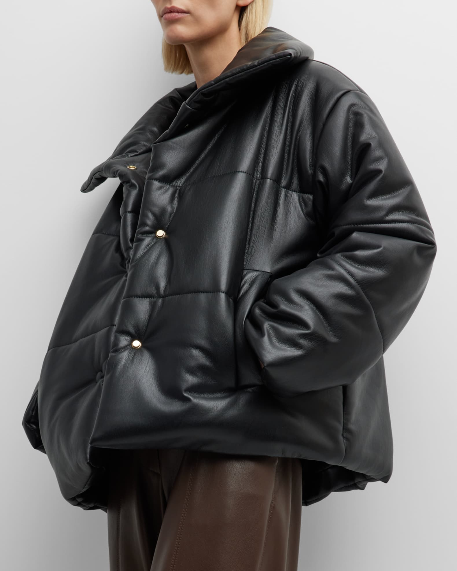 Nanushka hide faux leather puffer jacket clearance