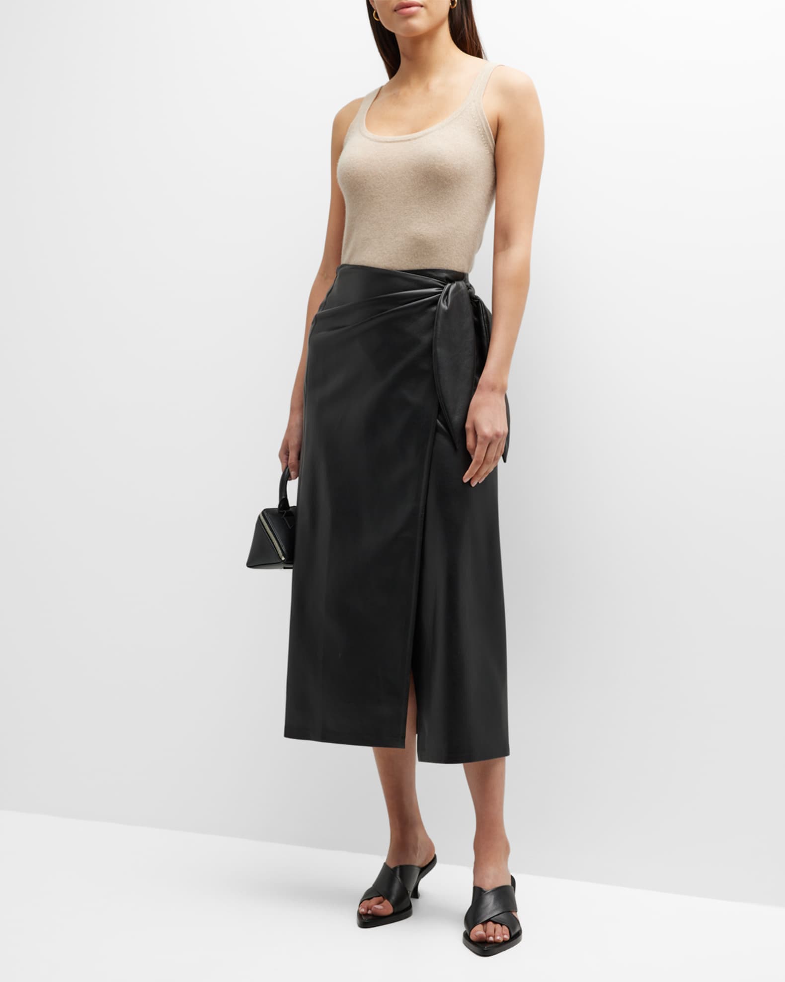 Amas Faux Leather Midi Skirt 1