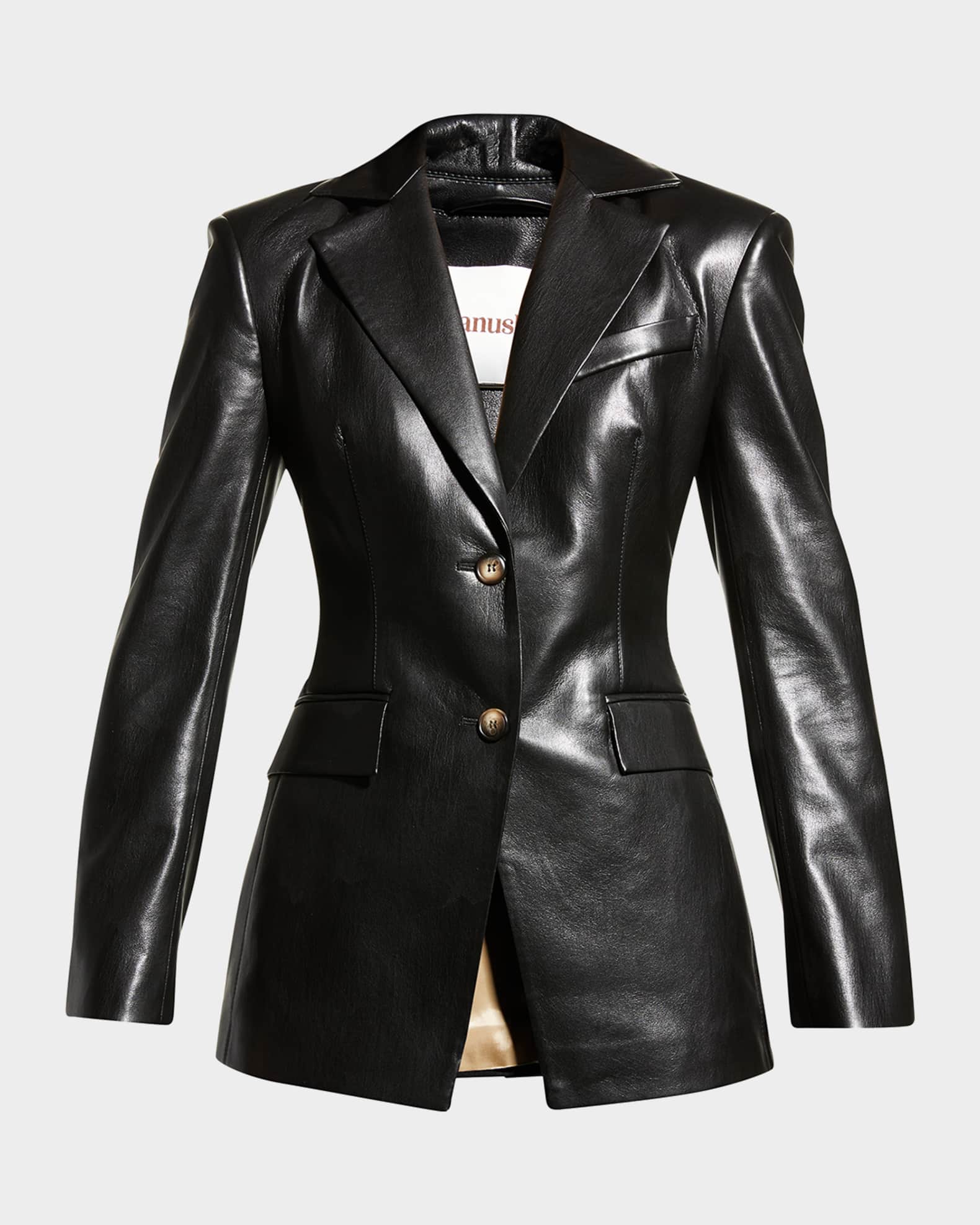 Hathi Single-Breasted Faux Leather Blazer 0