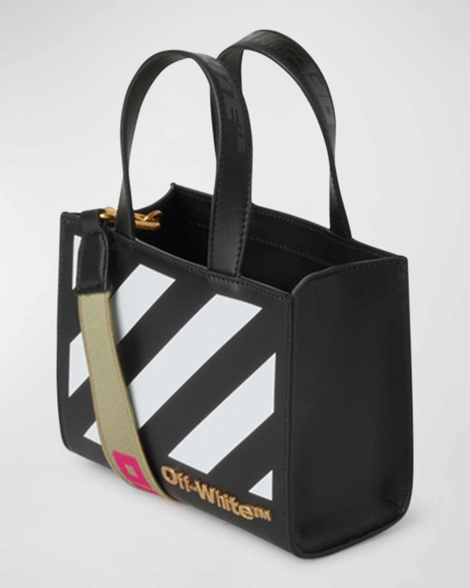 OffWhite Hybrid Diagonal Stripe Leather TopHandle Bag Neiman Marcus