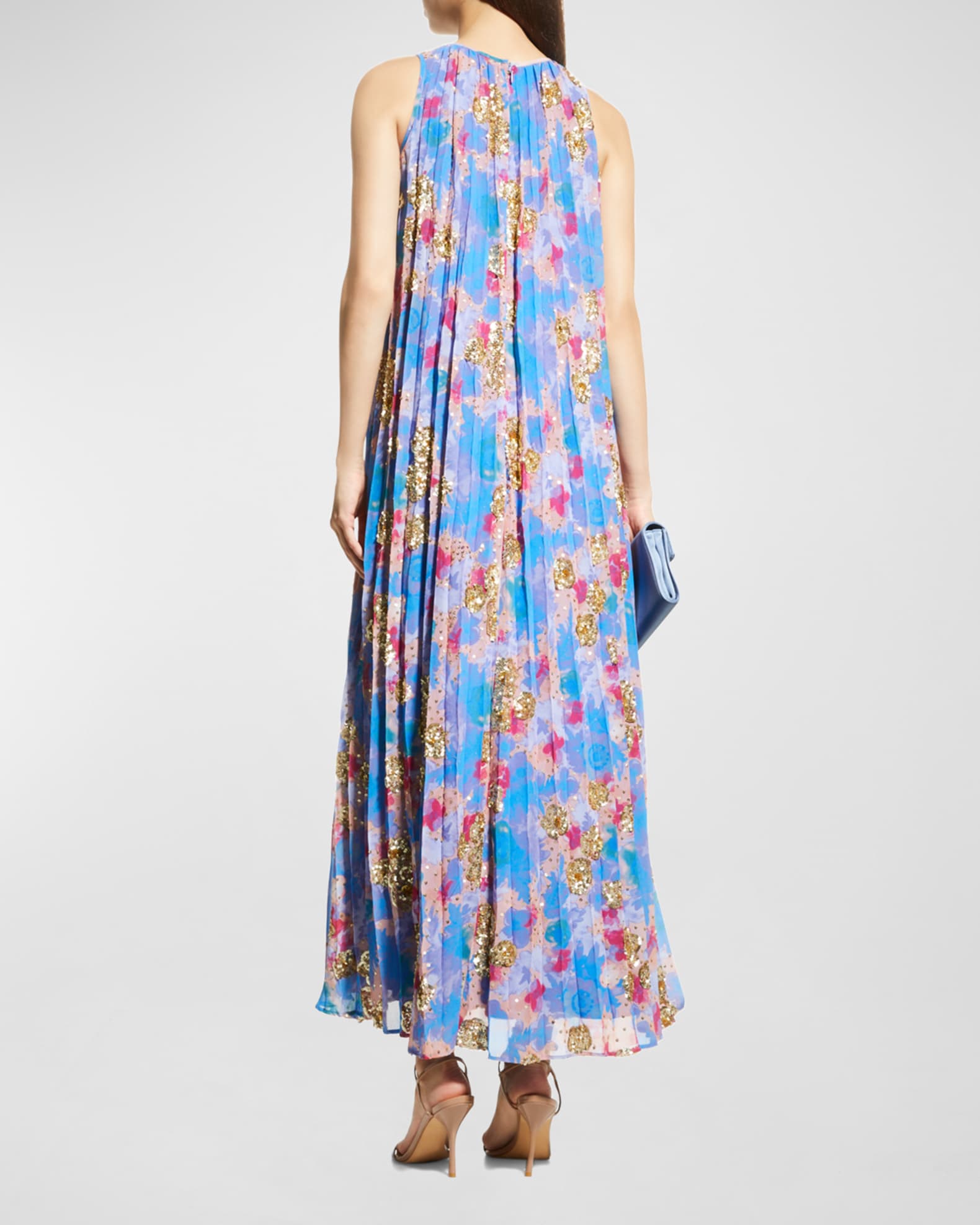 Frances Valentine Pleated Sequin-Embellished Maxi Dress | Neiman Marcus