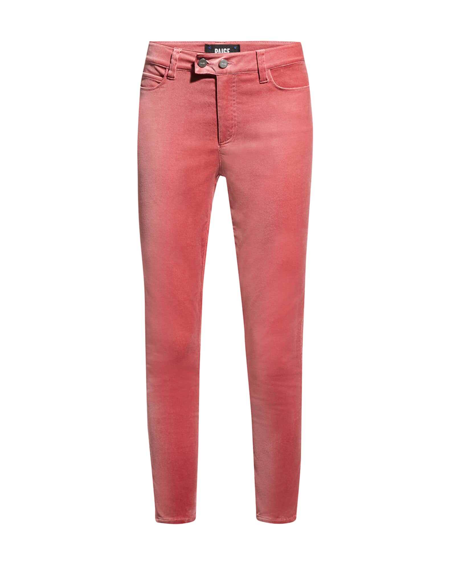 PAIGE Hoxton Cropped Stretch-Velvet Skinny Jeans | Neiman Marcus