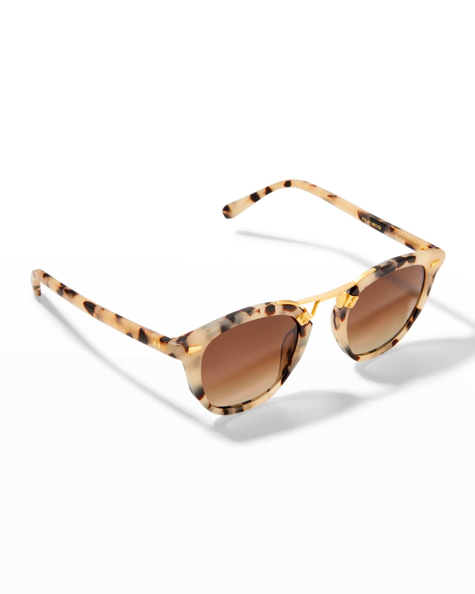 KREWE Beau Polarized Round Acetate & Steel Sunglasses Neiman Marcus