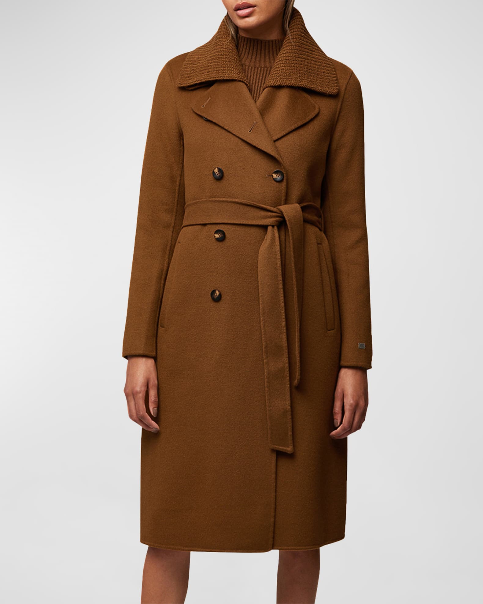 Soia & Kyo Anna KnitCollar Trench Coat Neiman Marcus