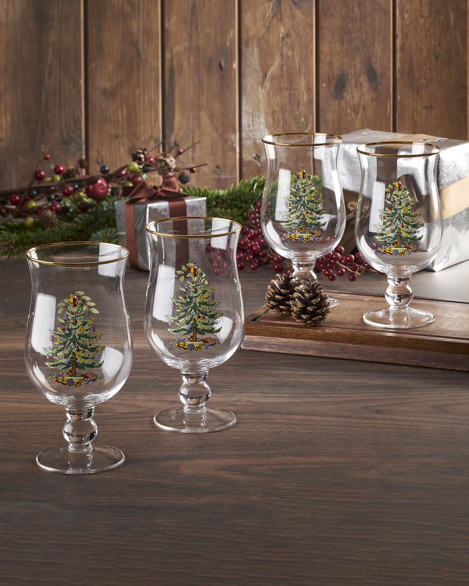 Christmas Tree Wine Glasses Set of 4