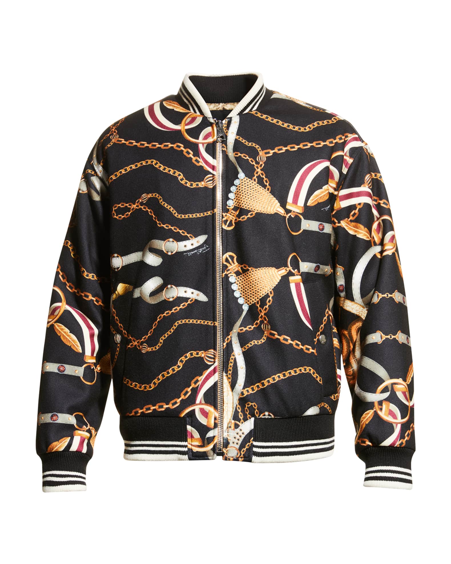 Just Cavalli Men's Chain Graphic Bomber Jacket | Neiman Marcus