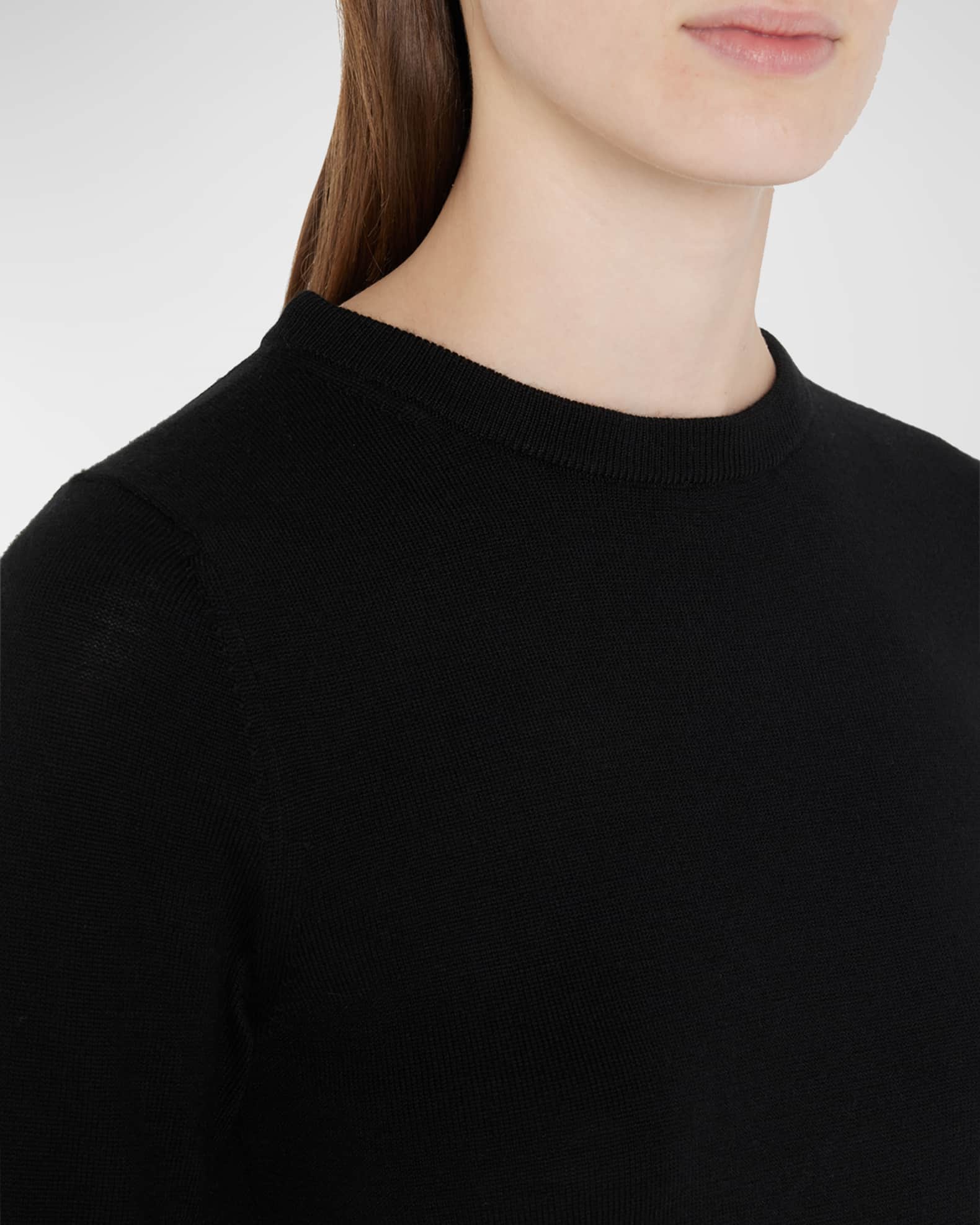 Alice + Olivia Justina Woven Combo Long-Sleeve Pullover | Neiman Marcus