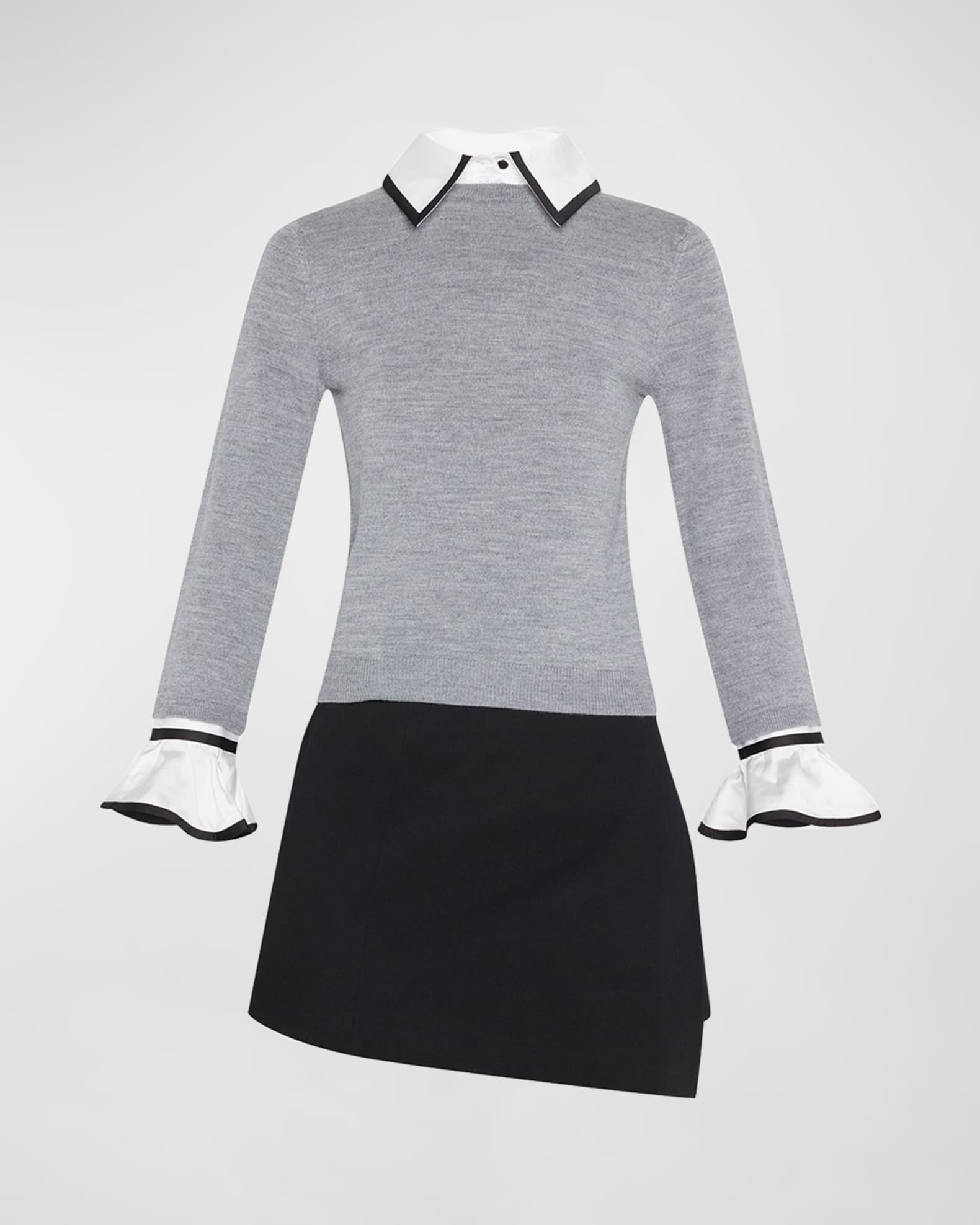 Justina Woven Combo Long-Sleeve Pullover 0