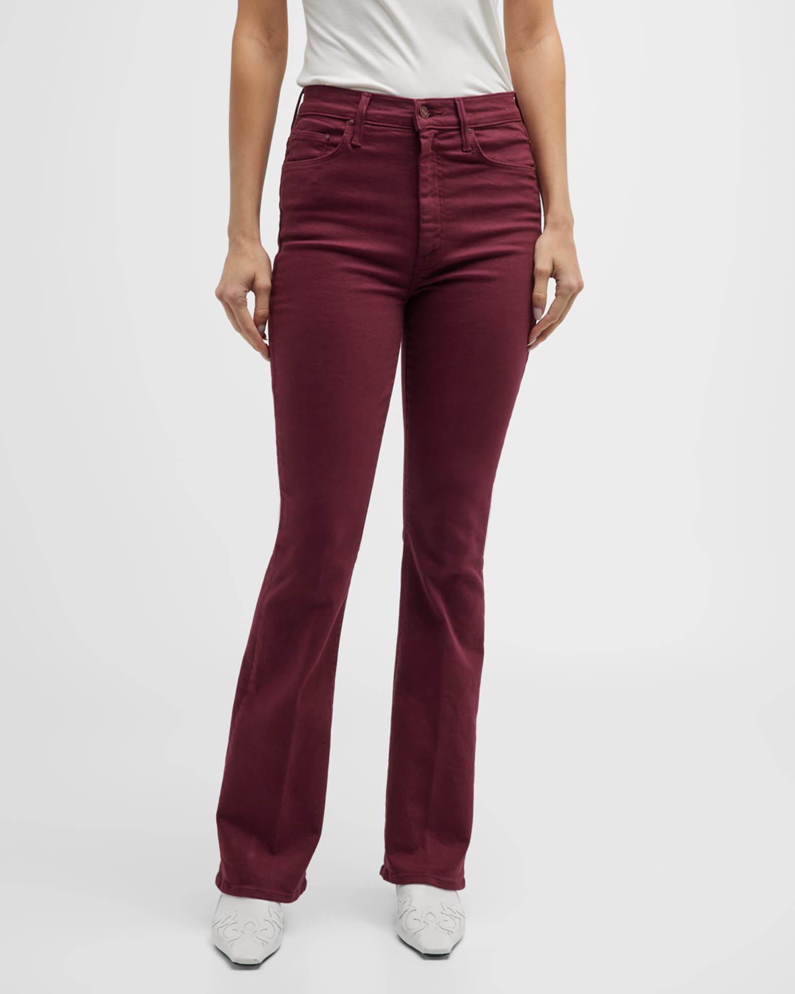 MOTHER The High-Waisted Weekender Skimp Slim Bootcut Jeans | Neiman Marcus