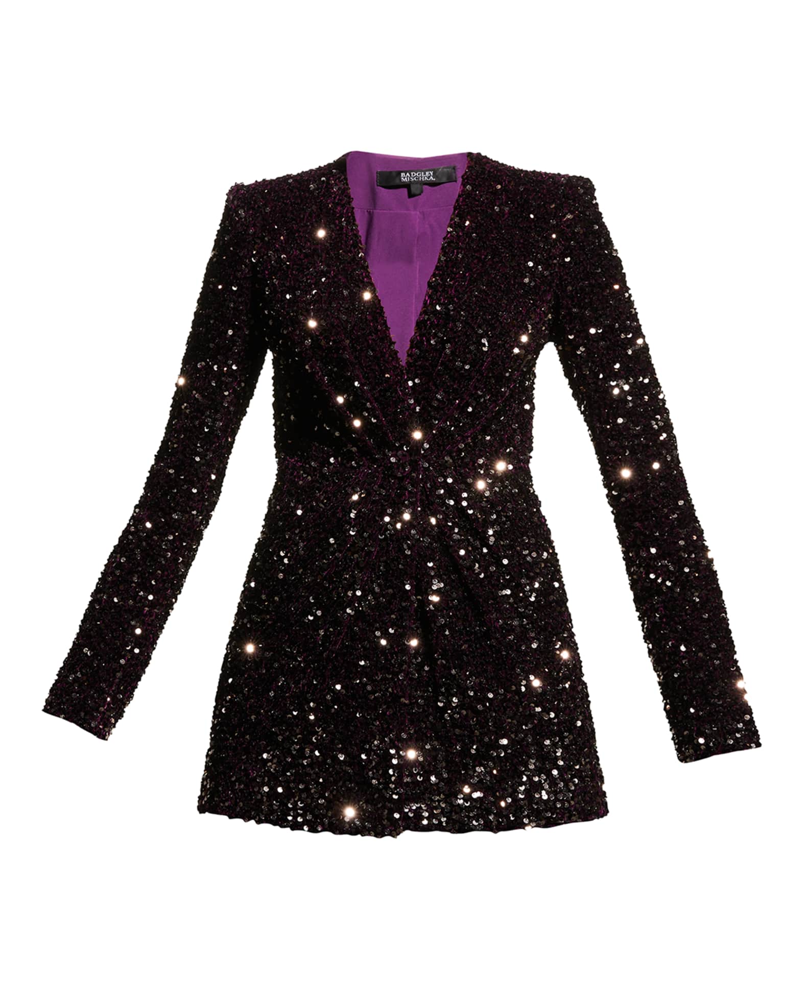 Badgley Mischka Collection SingleButton Sequin Velvet Jacket Neiman