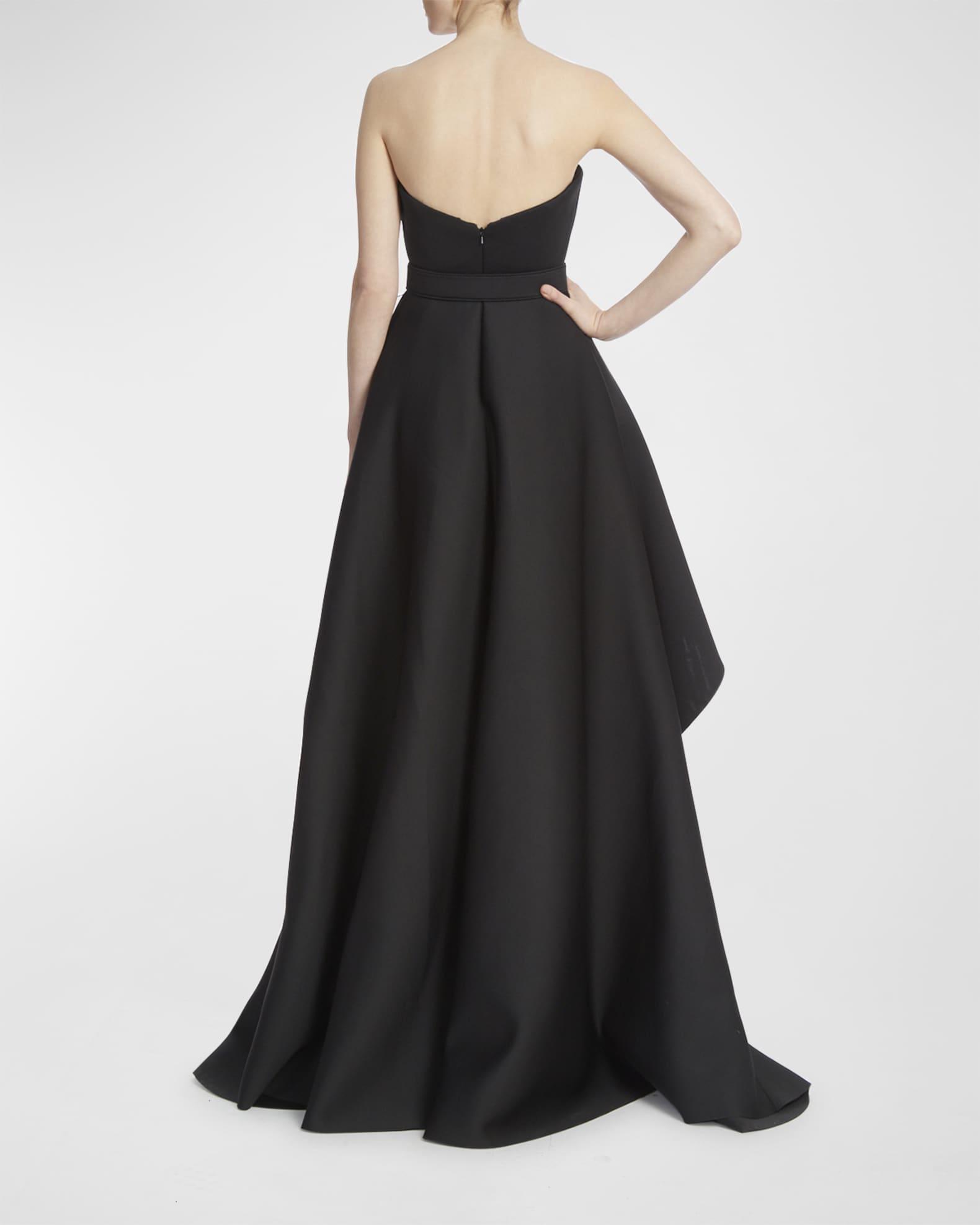 Badgley Mischka Collection Strapless Mixed Media Belted Gown | Neiman ...