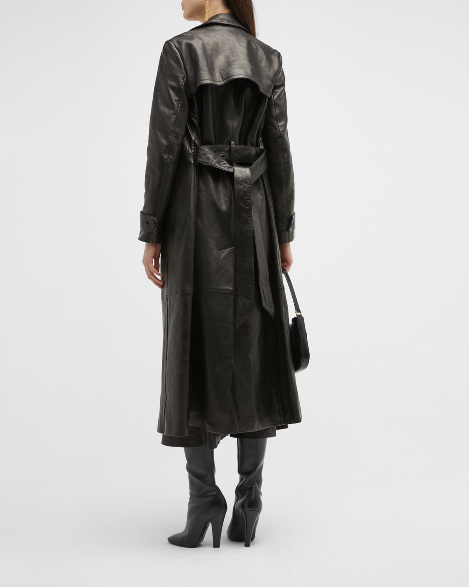 FRAME Belted Leather Trench Coat | Neiman Marcus