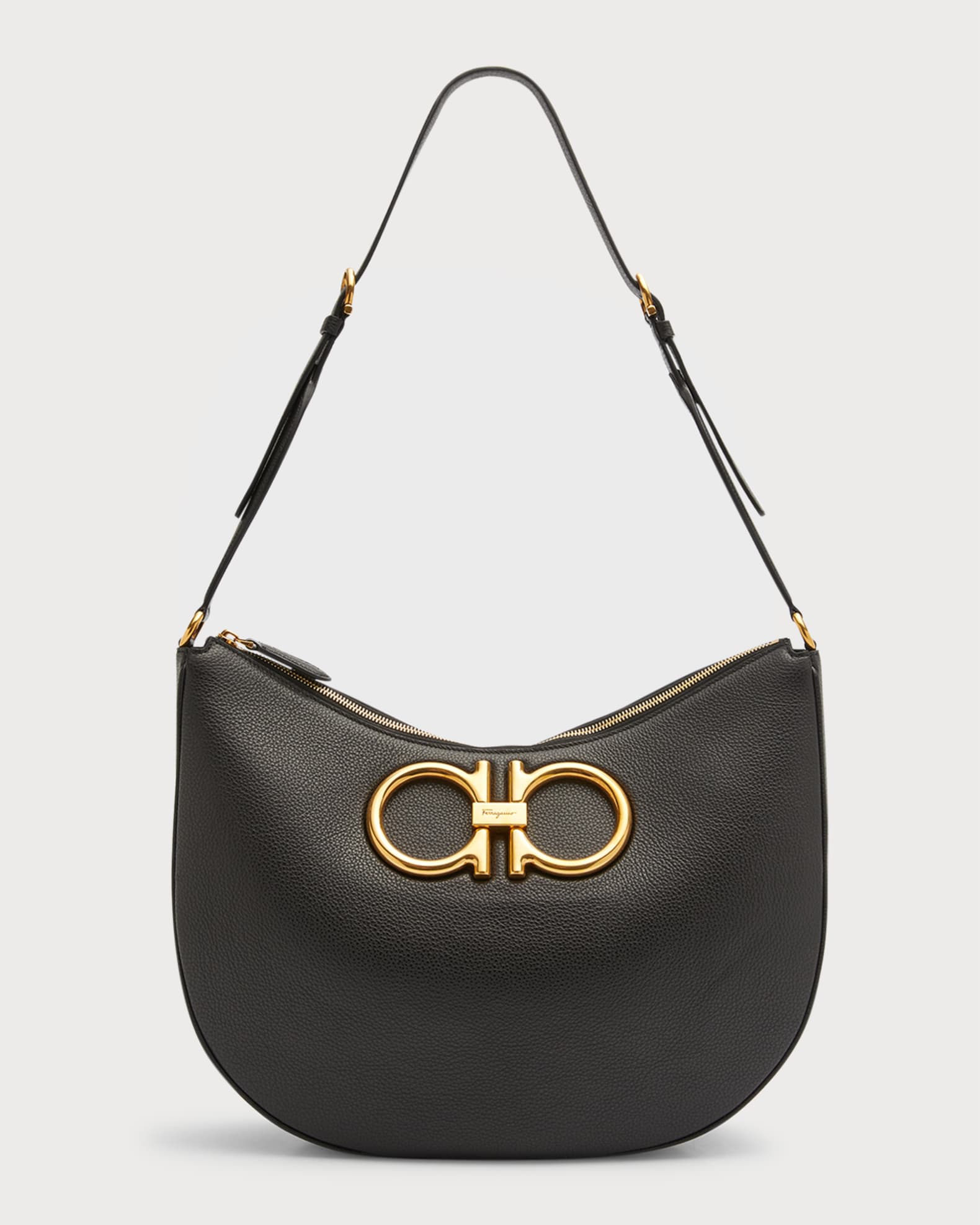 Ferragamo Maxi Gancio Zip Leather Hobo Bag Neiman Marcus