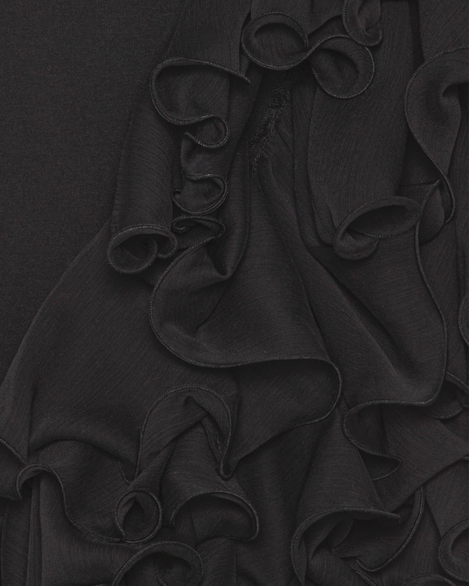 Asymmetric Ruffle Maxi with Thigh-High Slit