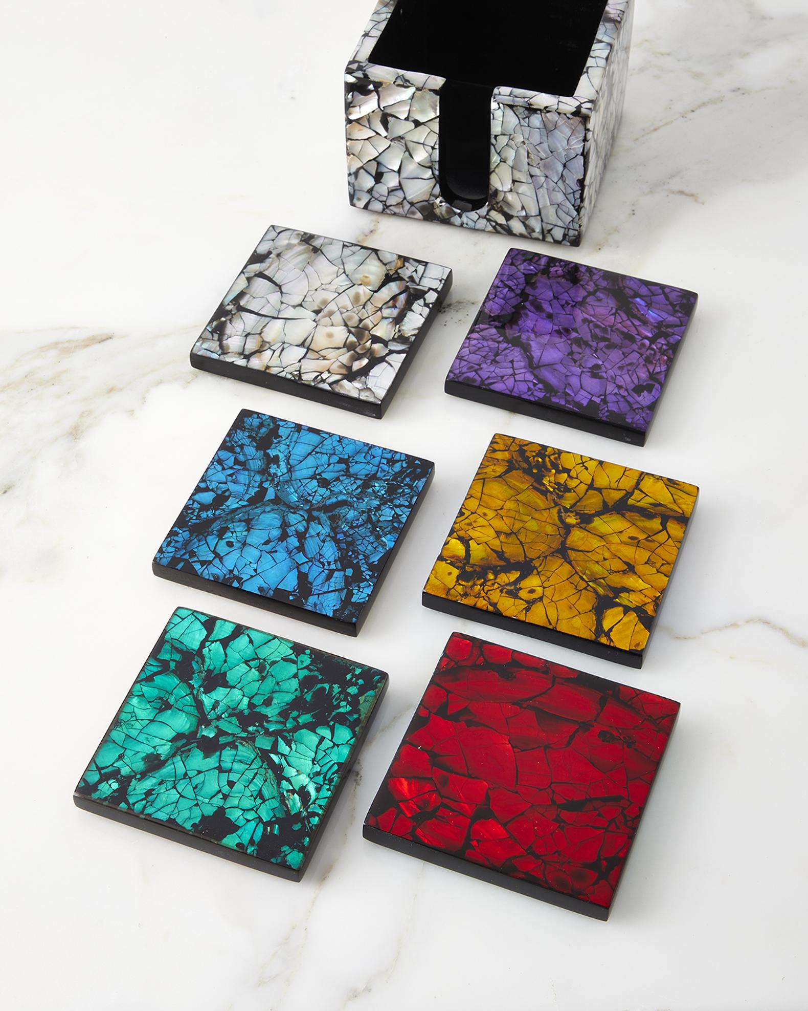 LADORADA Rainbow Mother of Pearl Coasters, Set of 6 | Neiman Marcus