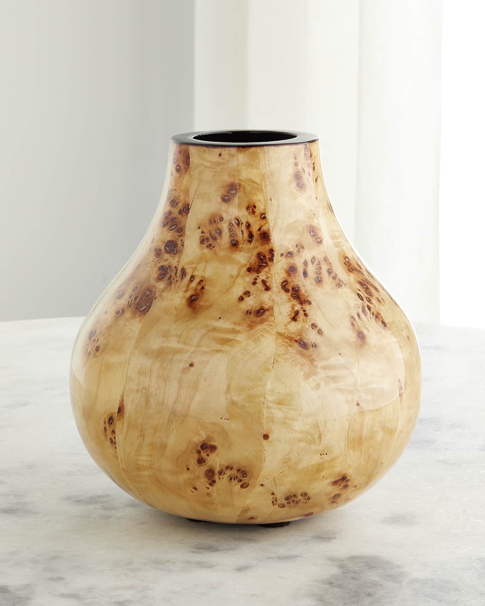 LADORADA Burl Veneer Small Teardrop Vase
