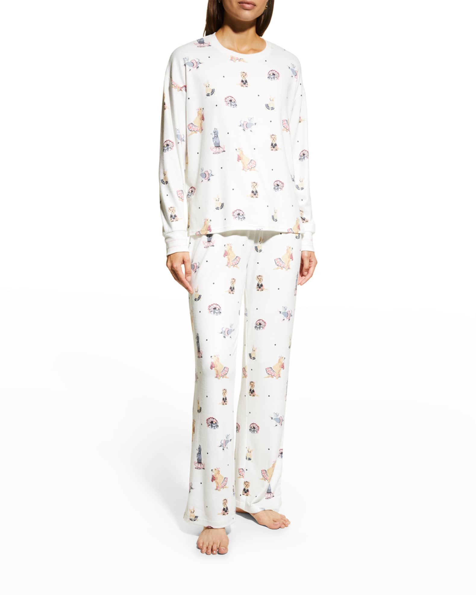 PJ Salvage Lets Dance Dog-Print Crewneck Sweatshirt | Neiman ...