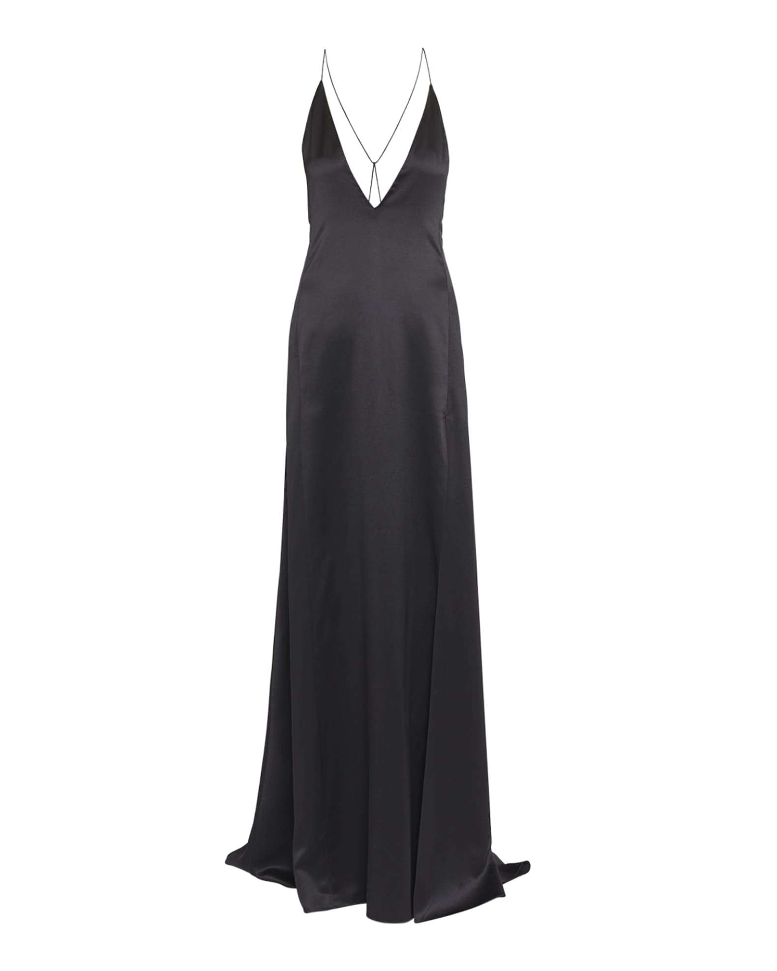 Saint Laurent Plunging Thigh-Slit Silk Slip Gown | Neiman Marcus
