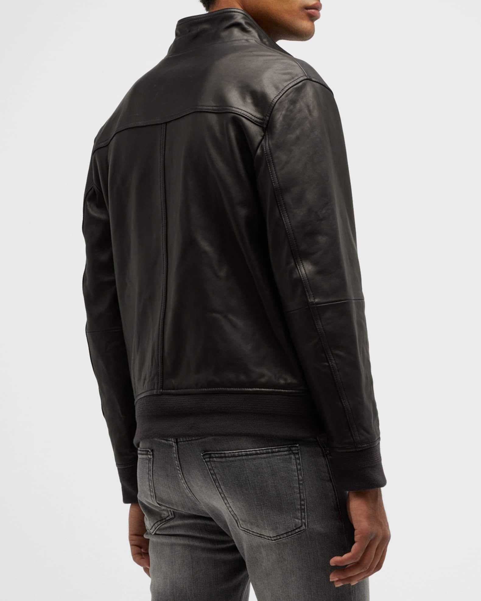 Vince Men's Harrington Leather Bomber Jacket | Neiman Marcus