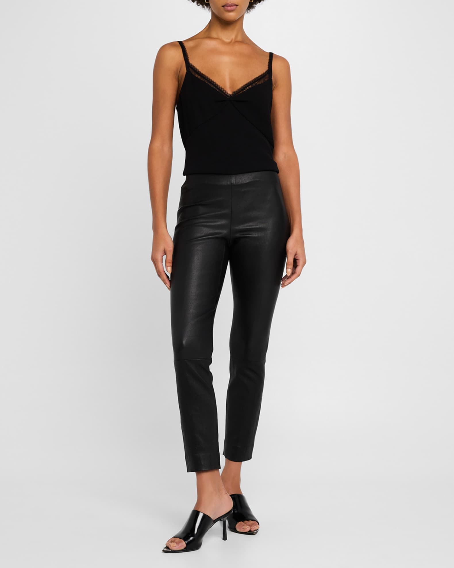 Vince Cropped Leather Leggings | Neiman Marcus