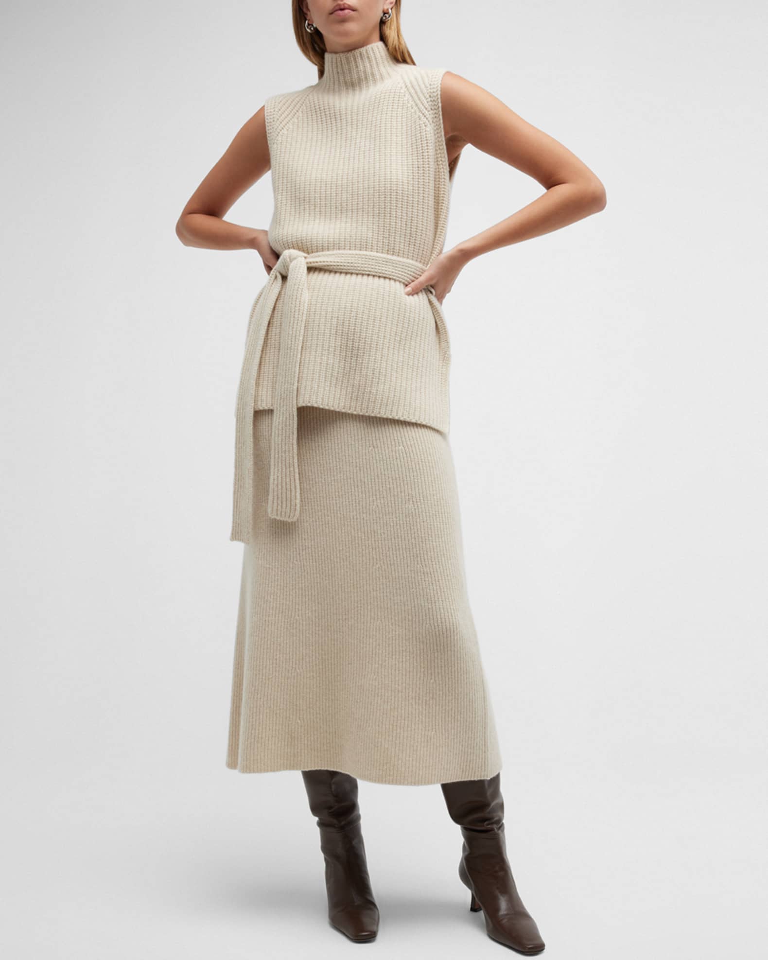 The Grace Cashmere Midi Skirt in Black