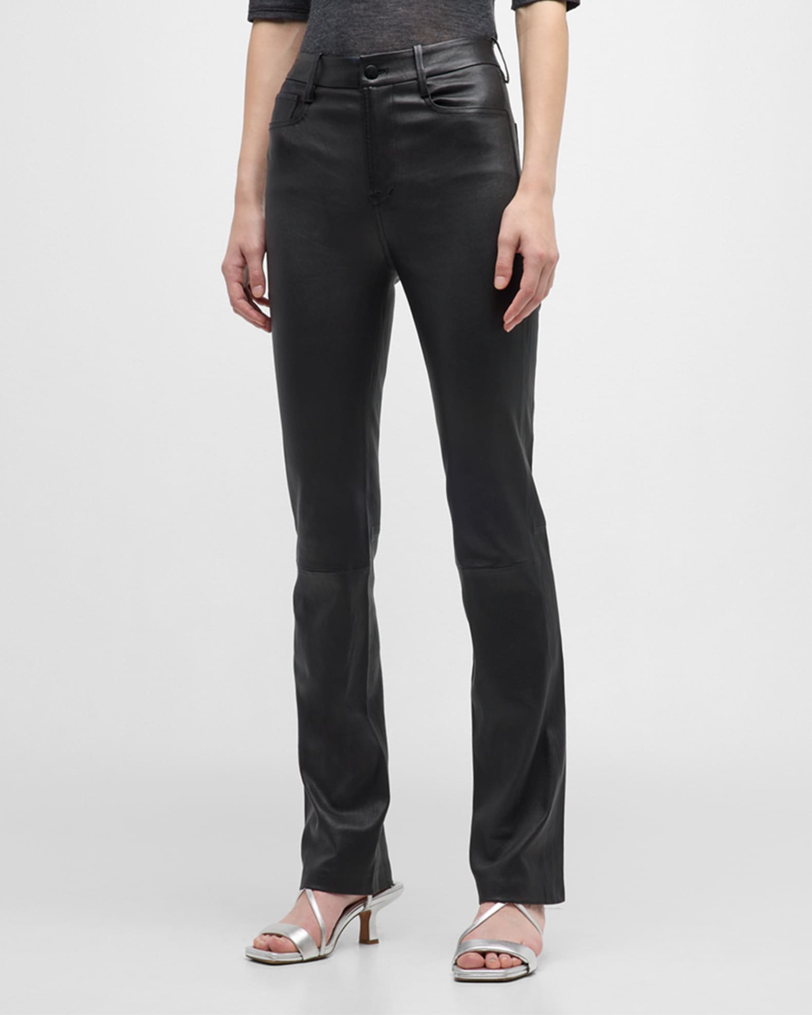 Vince Bootcut Stretch Leather Pants | Neiman Marcus