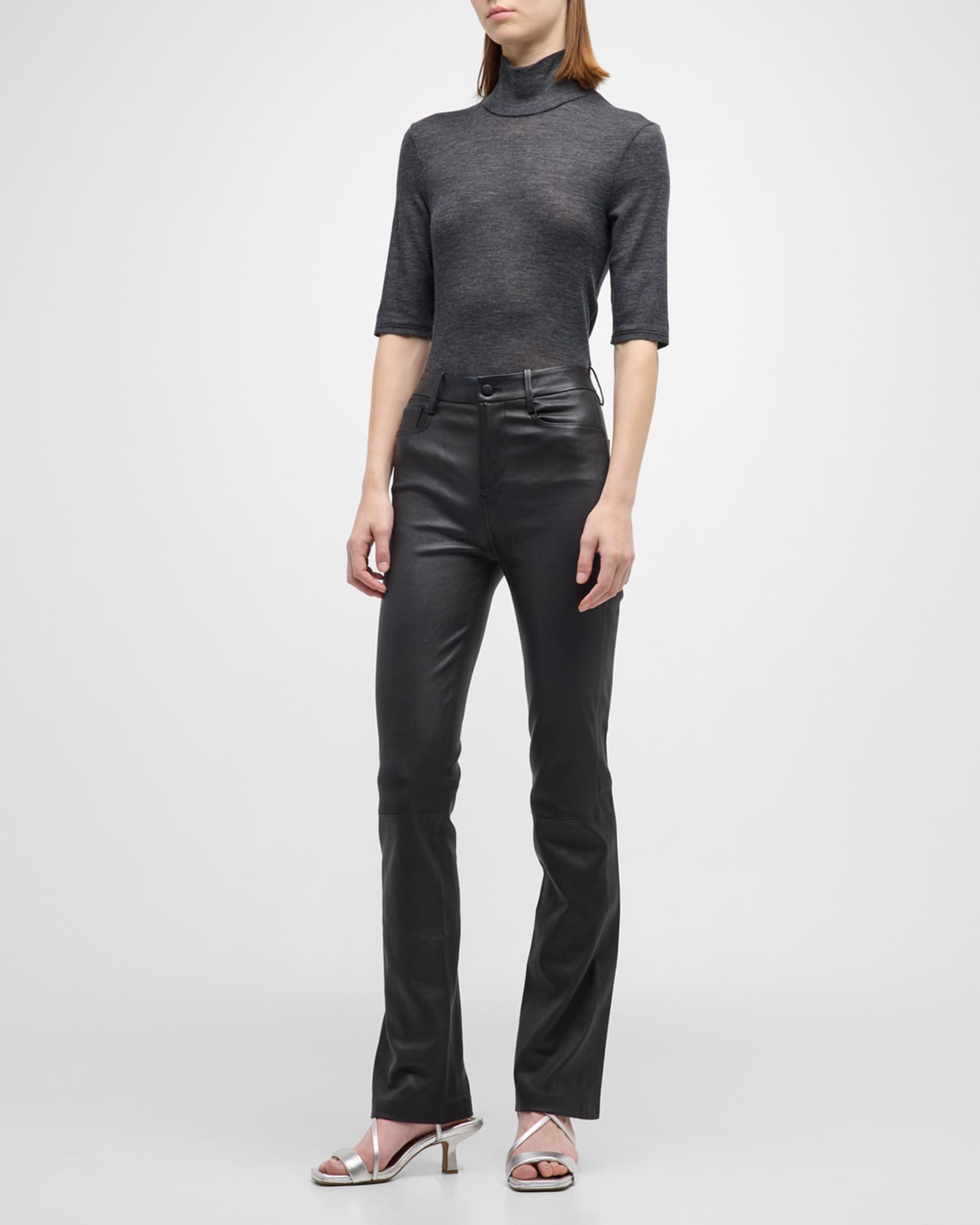 Vince Bootcut Stretch Leather Pants Neiman Marcus
