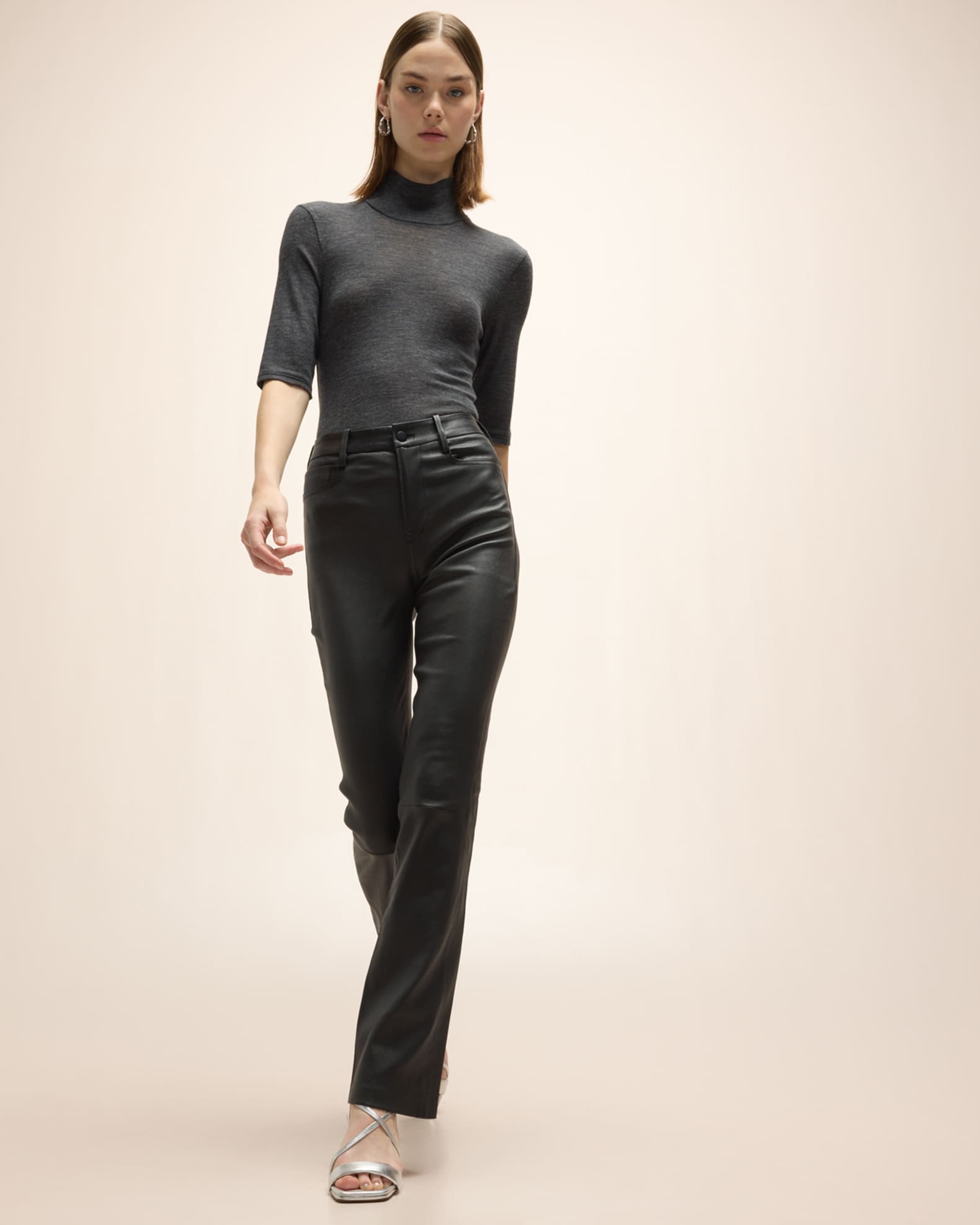 Vince Bootcut Stretch Leather Pants Neiman Marcus