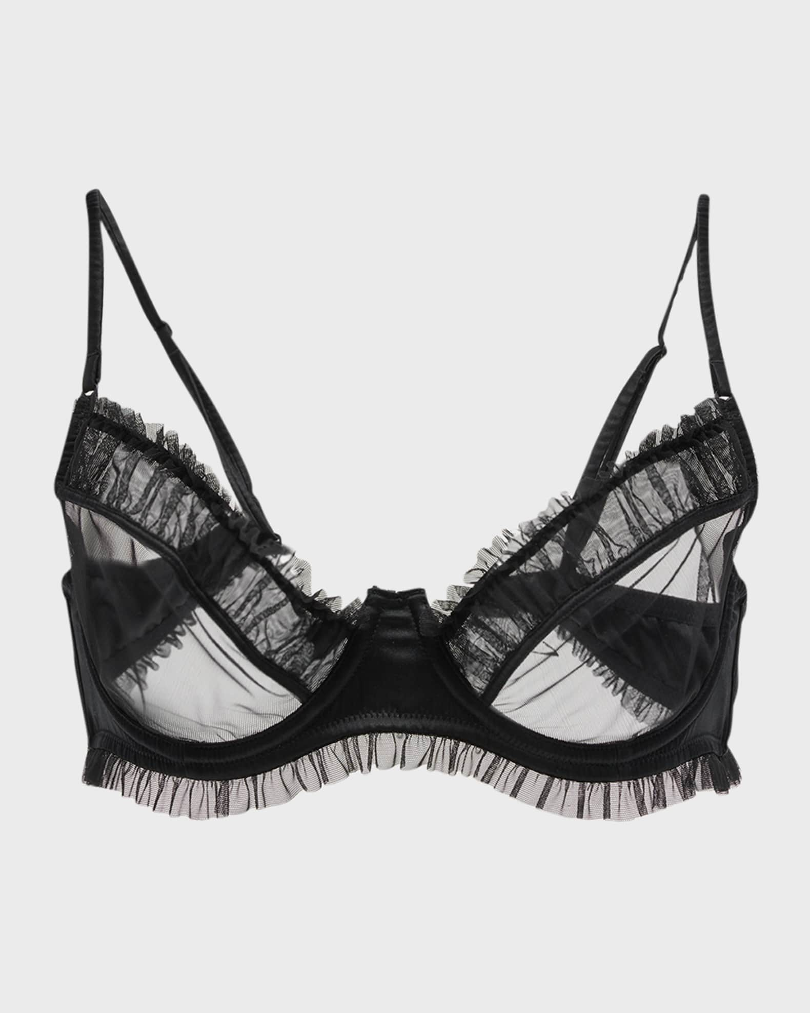 Kiki De Montparnasse Ruched Tulle Ruffle Demi Bra Neiman Marcus 