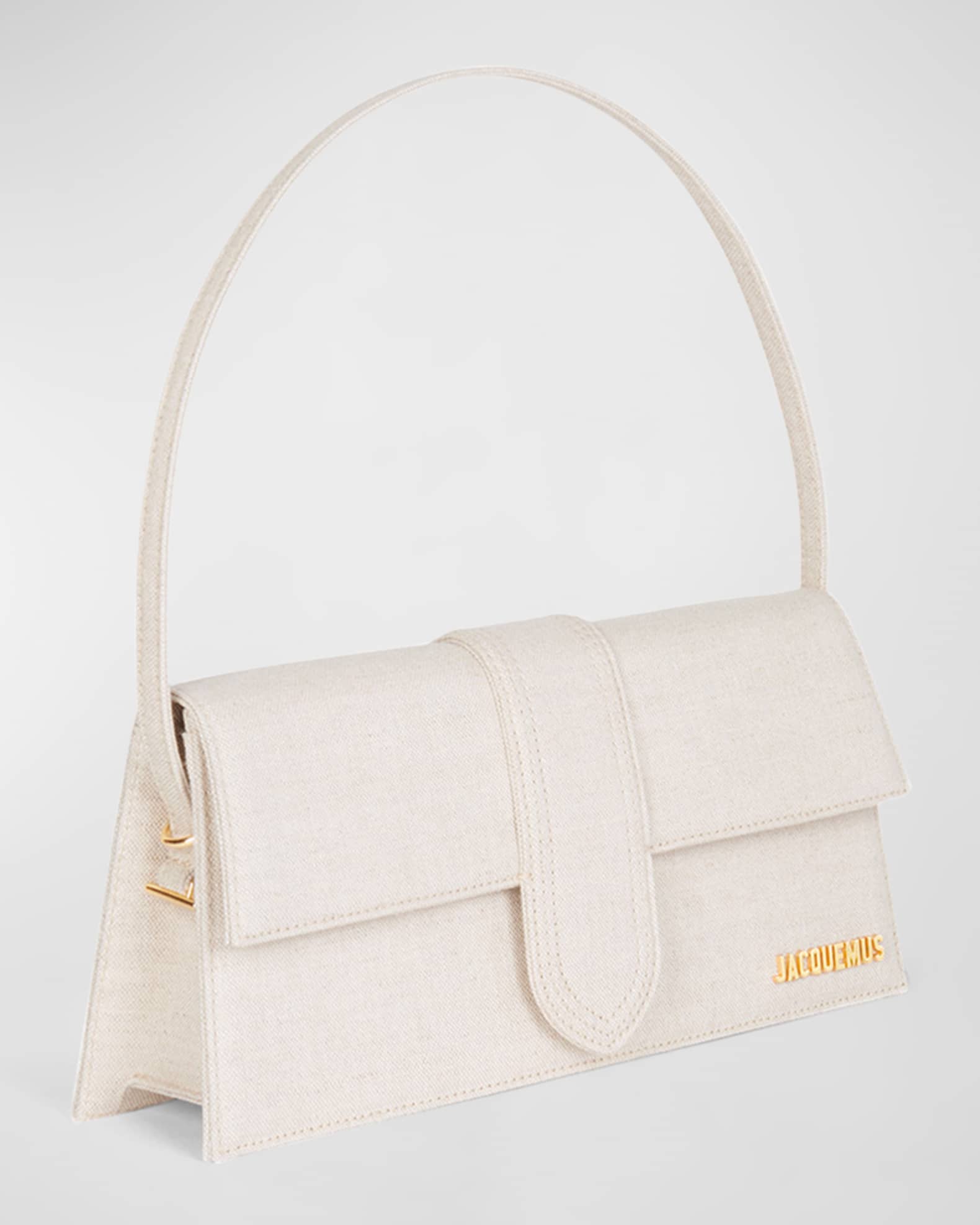Le Bambino Long leather-trimmed wicker shoulder bag