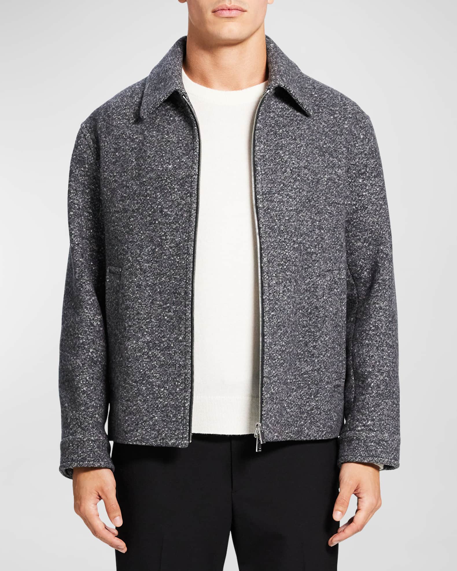 Theory Men's Milo Boucle Zip Winter Coat Neiman Marcus