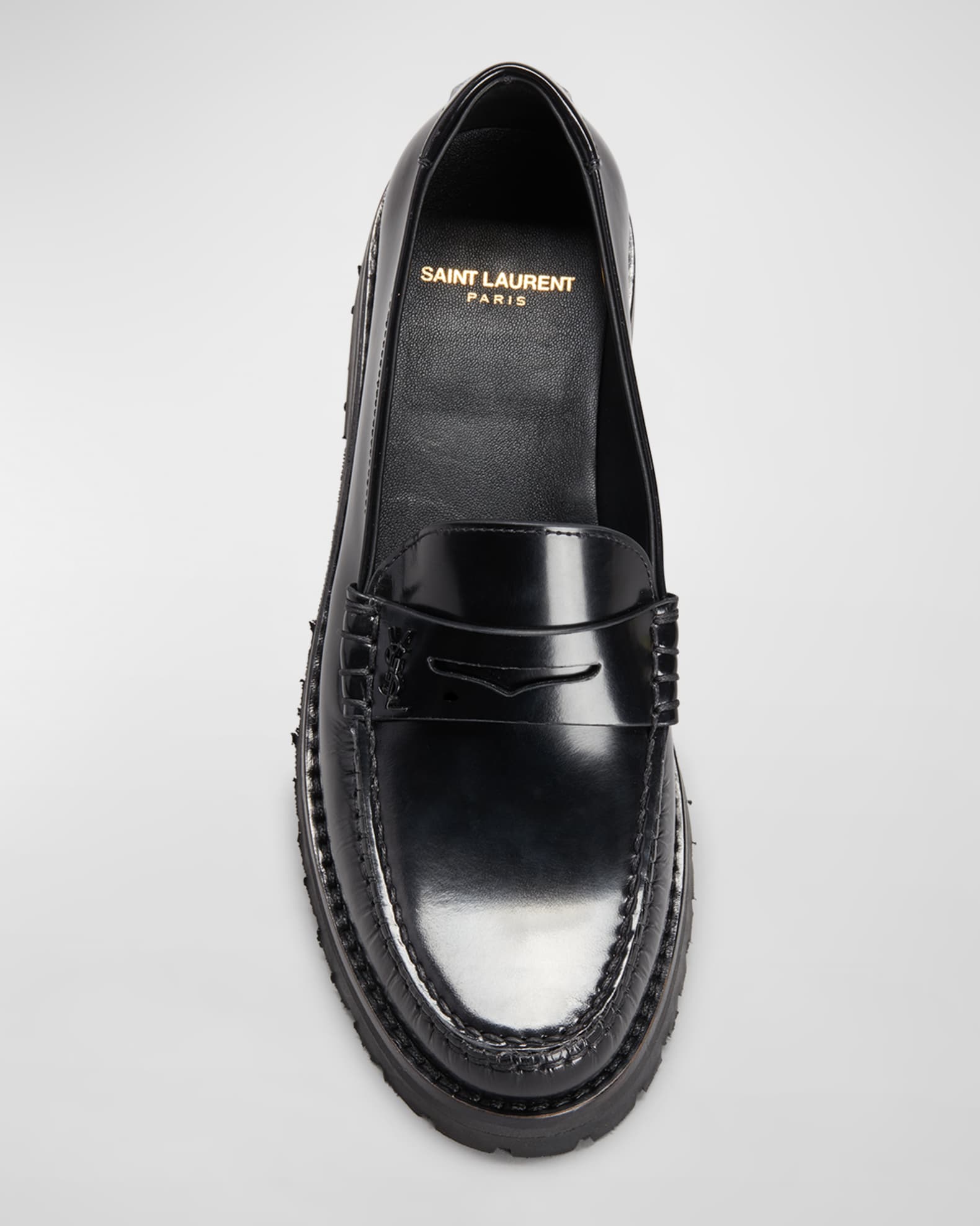 Saint Laurent Le Loafer Monogram Leather Penny Slippers | Neiman Marcus
