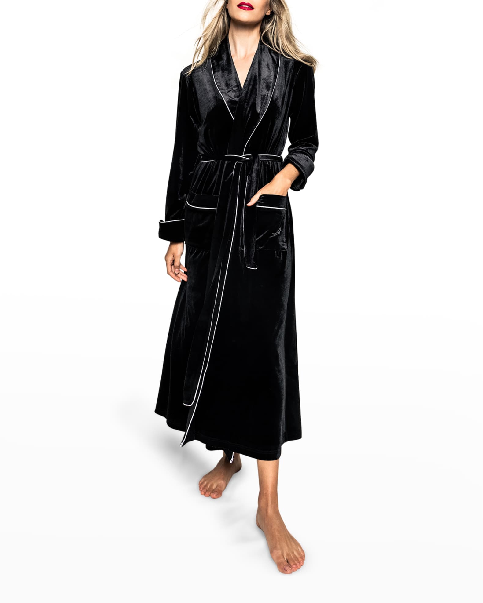 Petite Plume ShawlCollar Velour Robe Neiman Marcus
