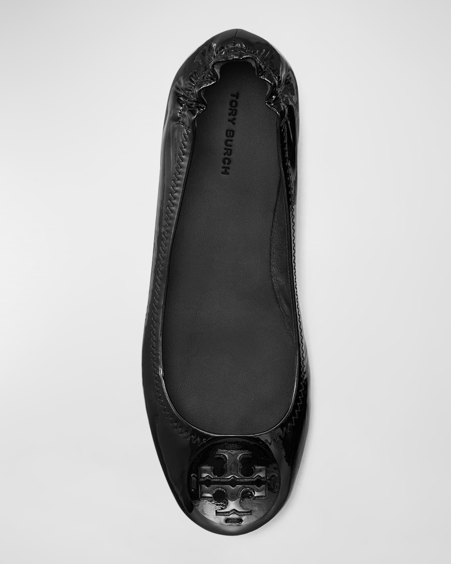 Tory Burch Women s Minnie Travel Ballet Flats Black Size 8 Perfect Black Patent
